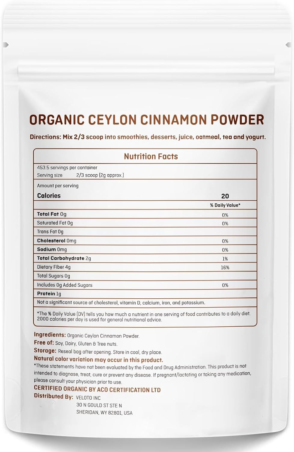 Ceylon Cinnamon Powder Organic Cinnamon Powder, Freshly Ground Cinnamon Pure Bulk Spice, Kosher & Organic Certified, Non-GMO Third Party Tested for Purity, Gluten Free, Vegan, 2lb - Image 3