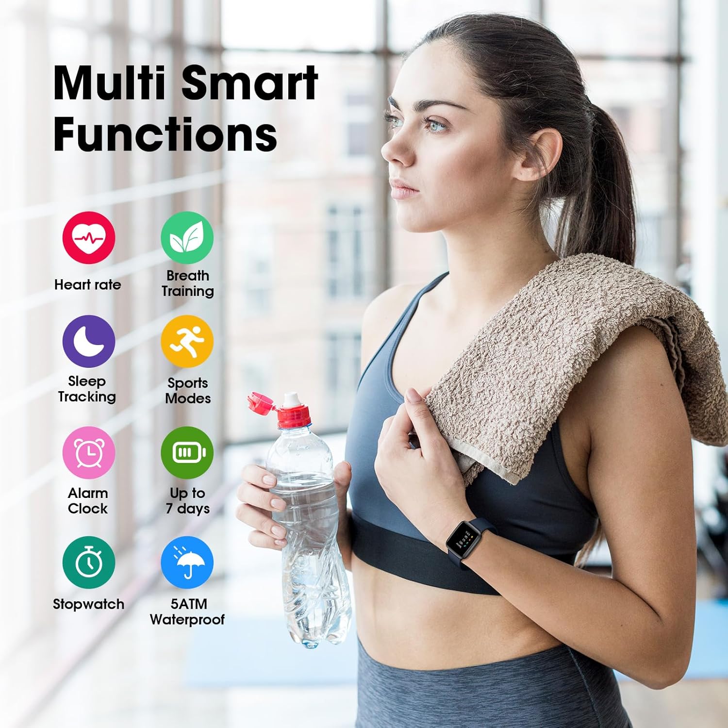 Fitness Tracker Watch with Heart Rate Monitor, Activity Tracker with Pedometer, Sleep Monitor, Calories & Step Counter, 5ATM Waterproof Smart Watch for Women Men Health Fitness Watch for Sports - Image 3