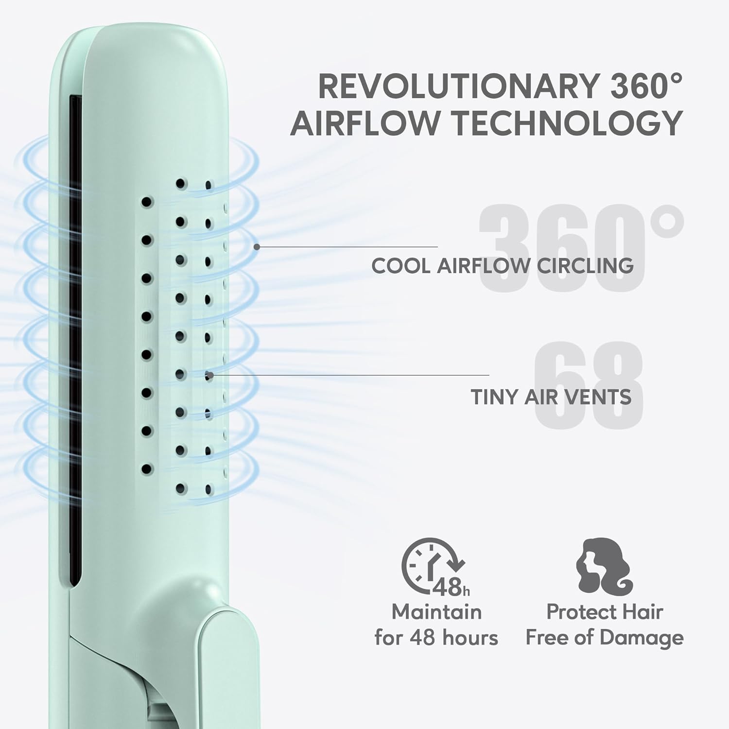 Terviiix Titanium Flat Iron Hair Straightener with 360° Air Technology, Airflow Styler Hair Straightener & Curler 2-in-1, 5 Adjustable Temperatures, Auto Off, Dual Voltage for Travel - Image 4