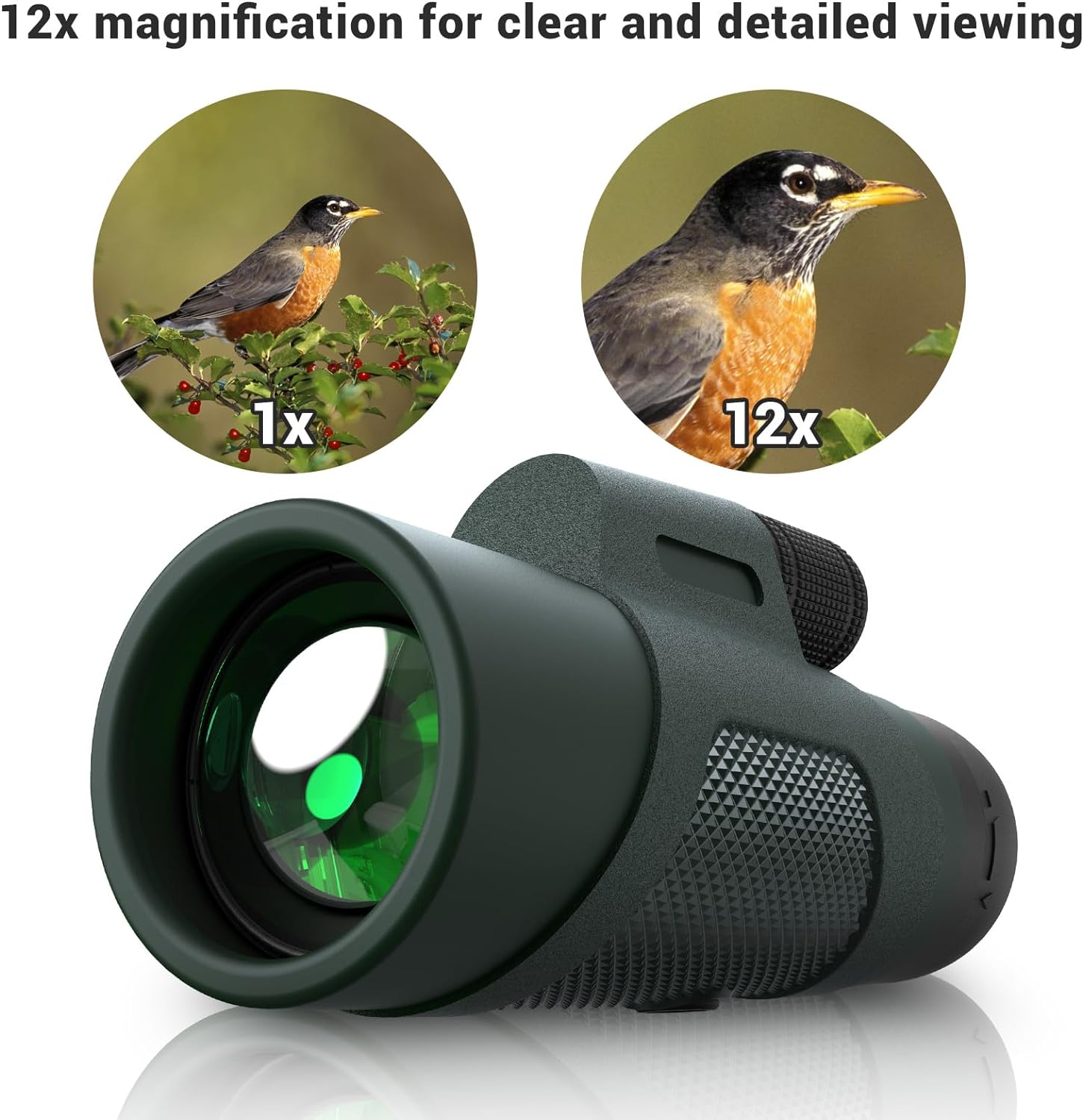 12x50 Monocular Telescope for Adults, High Powered Monoculars Compact Scope Portable Handheld Telescope with BAK-4 Prism FMC Lens for Bird Watching Hiking Camping Hunting Travel - Image 5