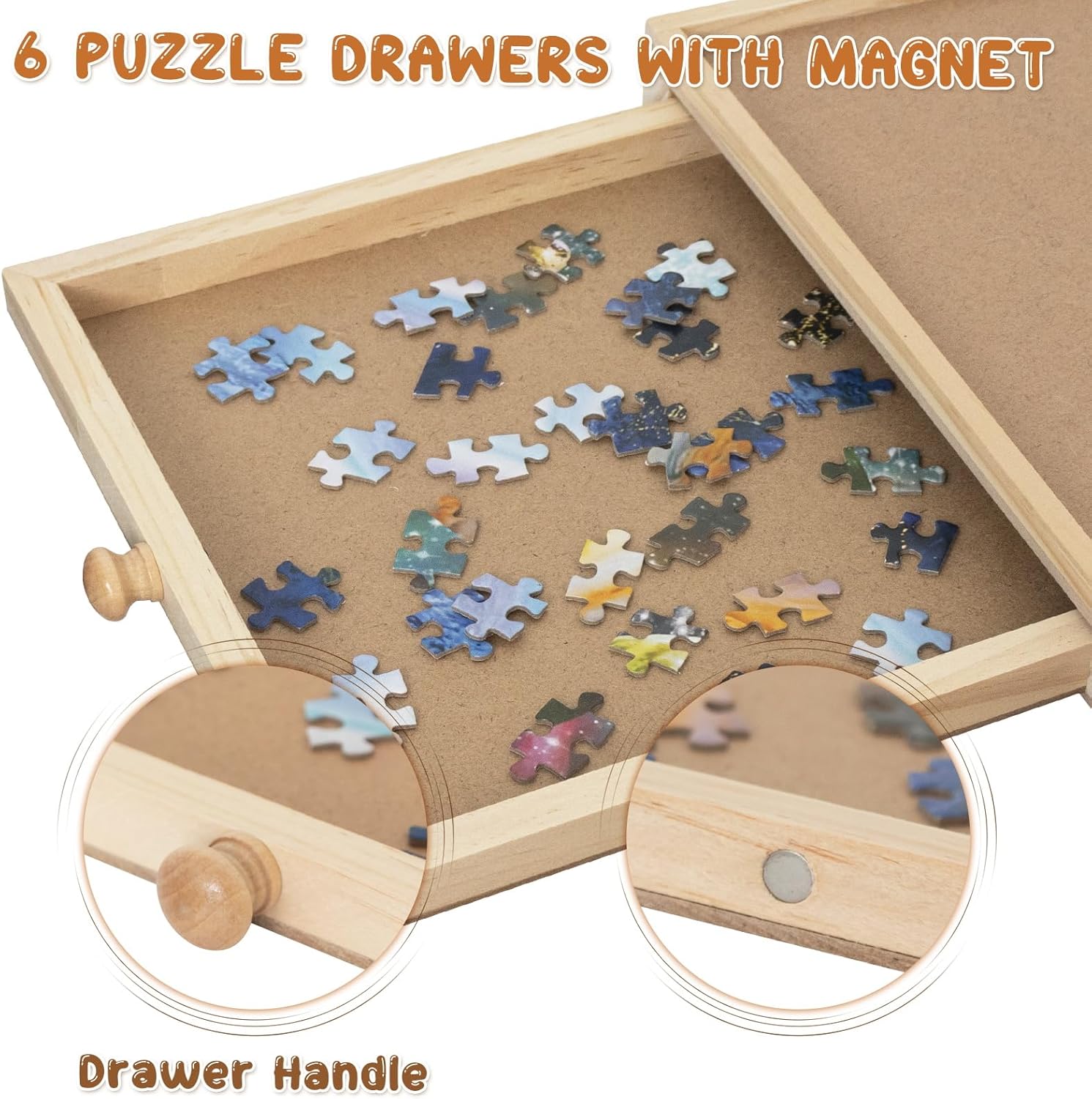 Nattork 1500 Piece Wooden Jigsaw Puzzle Board - 6 Drawers, Rotating Puzzle Table, Jigsaw Puzzle Table with Cover - Portable Puzzle Tables for Adults and Kids - Image 7