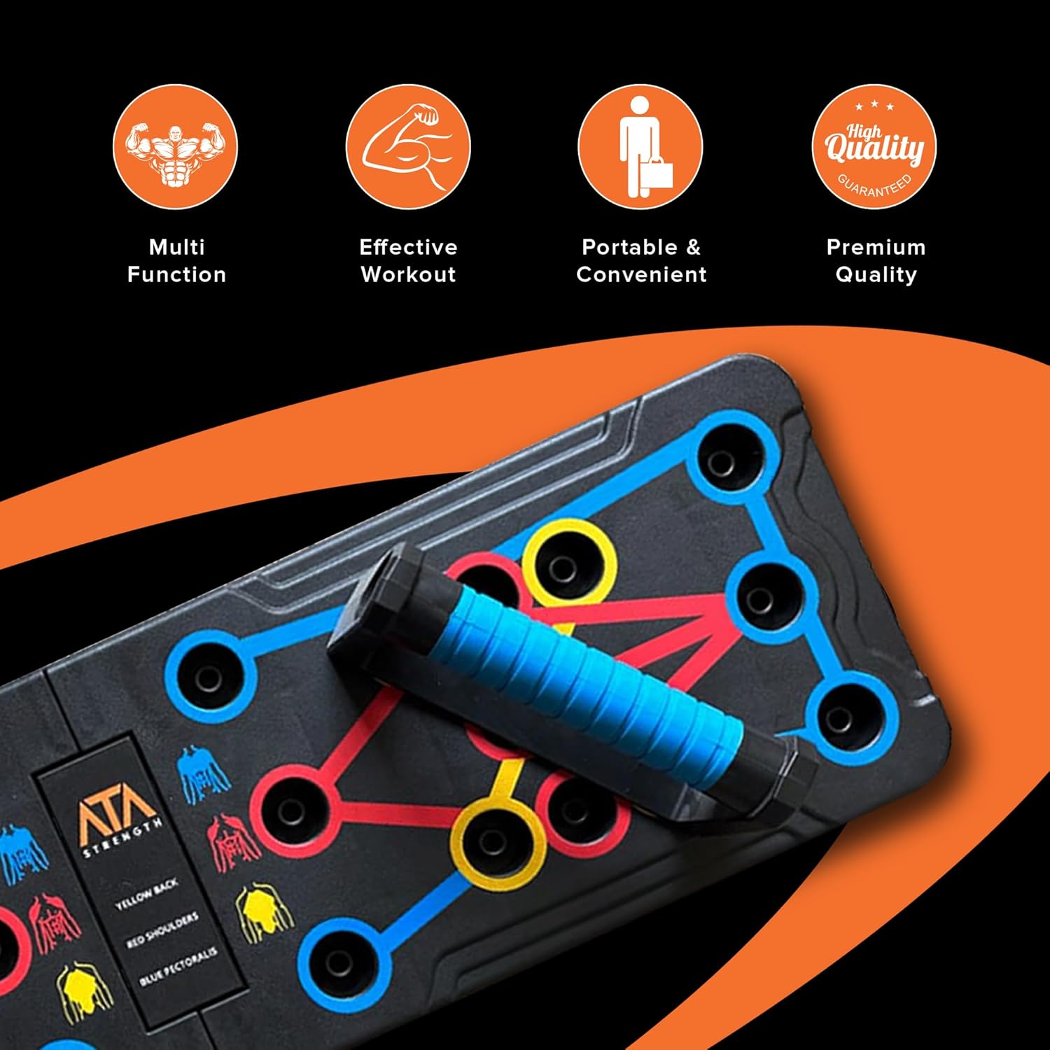 ATA-Strength Heavy-Duty 15-in-1 Foldable Push Up Board for men and women with Adjustable Grip Strengthener, skipping Rope, and 3 Resistance Bands Comprehensive Home Workout System for Targeted Muscle Training and Enhanced Grip Strength - Image 7