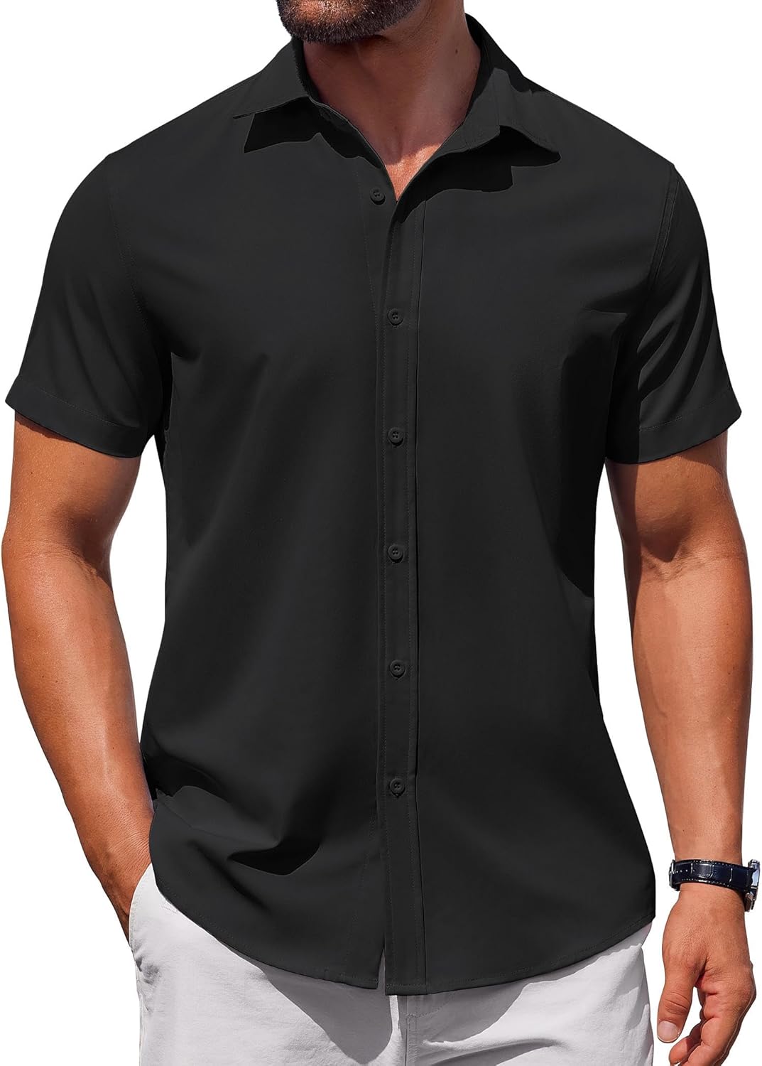 COOFANDY Men's Button Down Shirt Short Sleeve Casual Shirt for Men Summer Business Casual Dress Shirt - Image 2