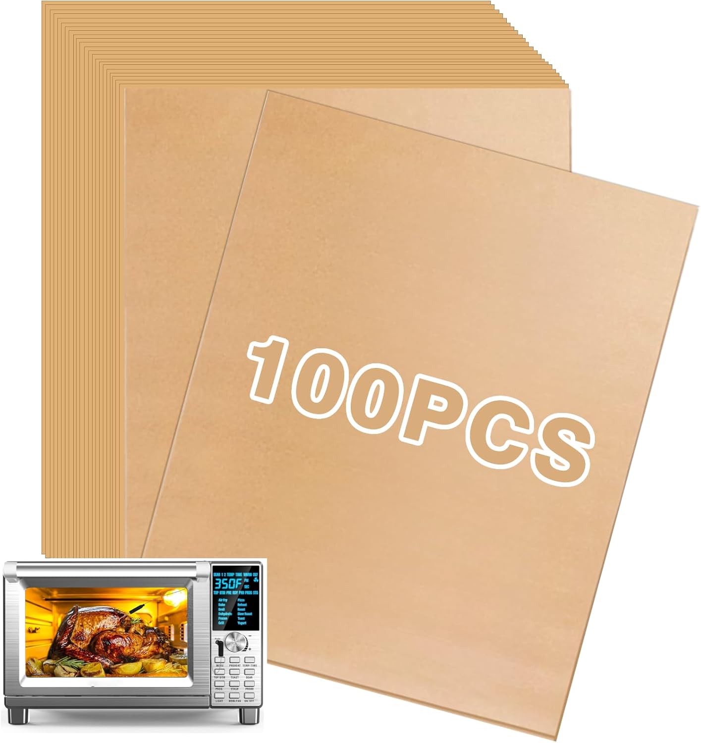 Air Fryer Liners Disposable,100PCS Parchment Paper Sheets Compatible with Nuwave Bravo Air Fryer Toaster Smart Oven, Air Fryer Accessories for Nuwave 12-in-1 30qt Oven - Image 2