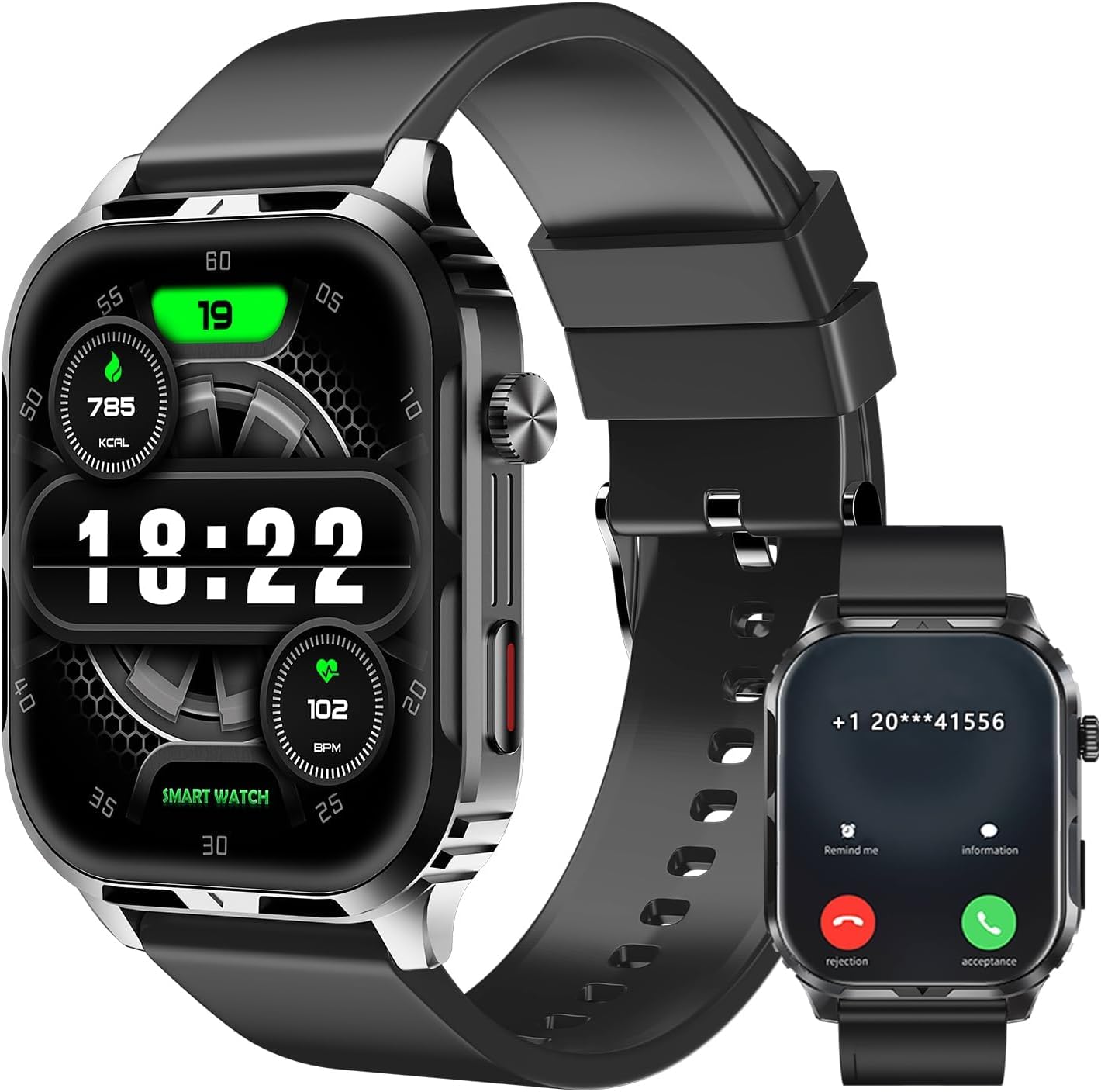 Smart Watch for Men Women with 2.1" HD Screen Military Watches, Call & Text for Android iOS, Heart Rate & Activity Tracker, IP68 Waterproof, 100 Sport Modes - Image 2