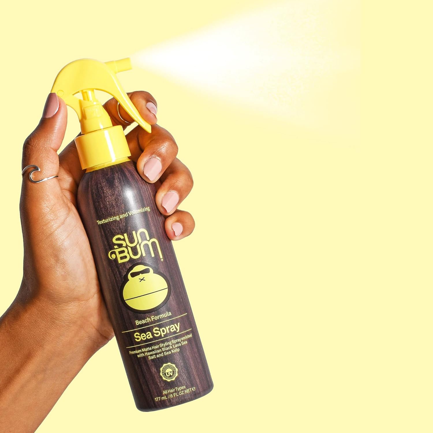 Sun Bum Sea Spray|Texturizing and Volumizing Sea Salt Spray | UV Protection With a Matte Finish | Medium Hold | For All Hair Types | 6 FL OZ Spray Bottle, Clear (80-41025) - Image 4