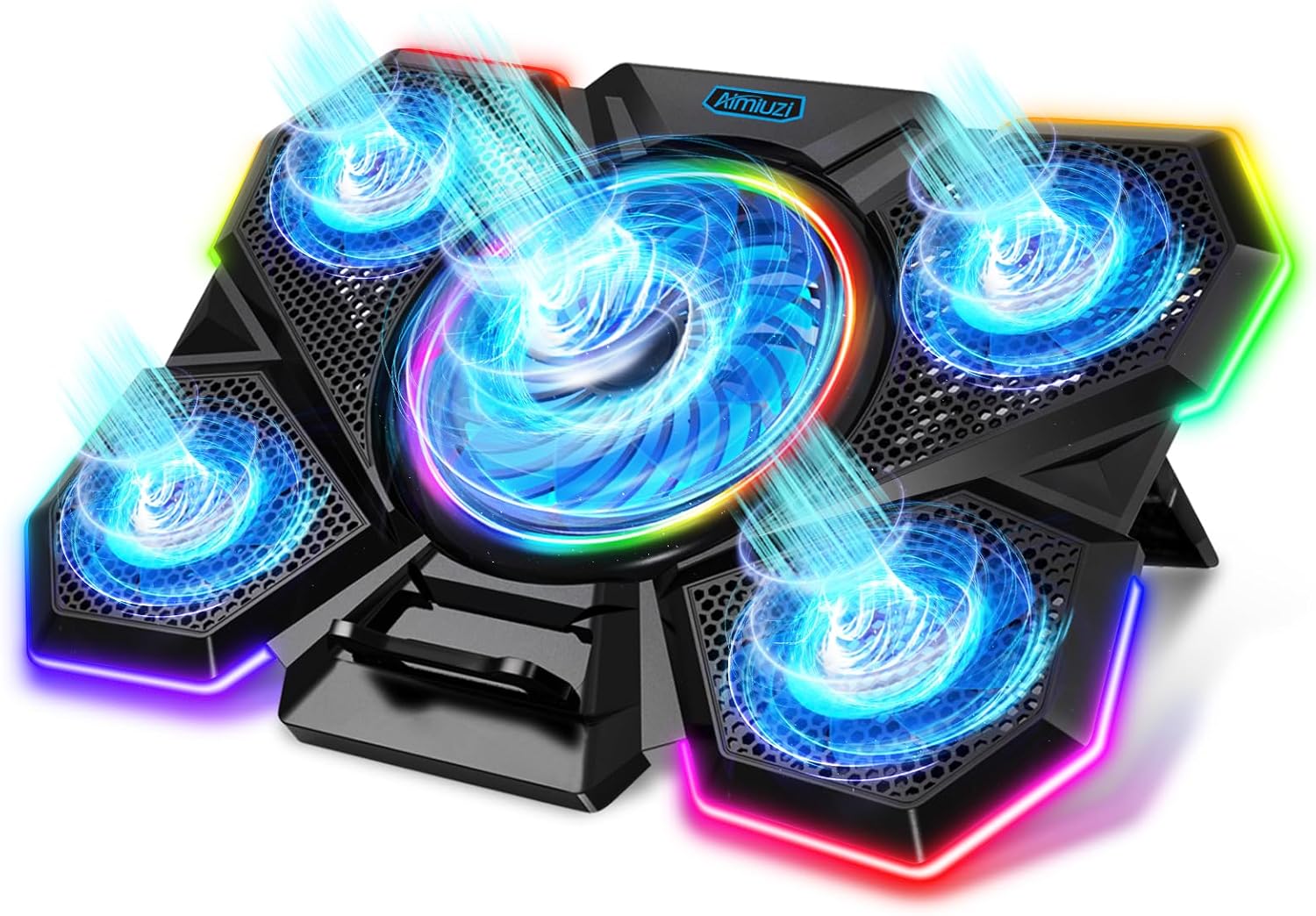 Laptop Cooling Pad, Gaming Laptop Cooler with 5 Quiet Fans and LED Lights (One-Click Close), Laptop Fan Cooling Pad Fits 12-17 Inch Laptop, 7 Adjustable Height - Image 2