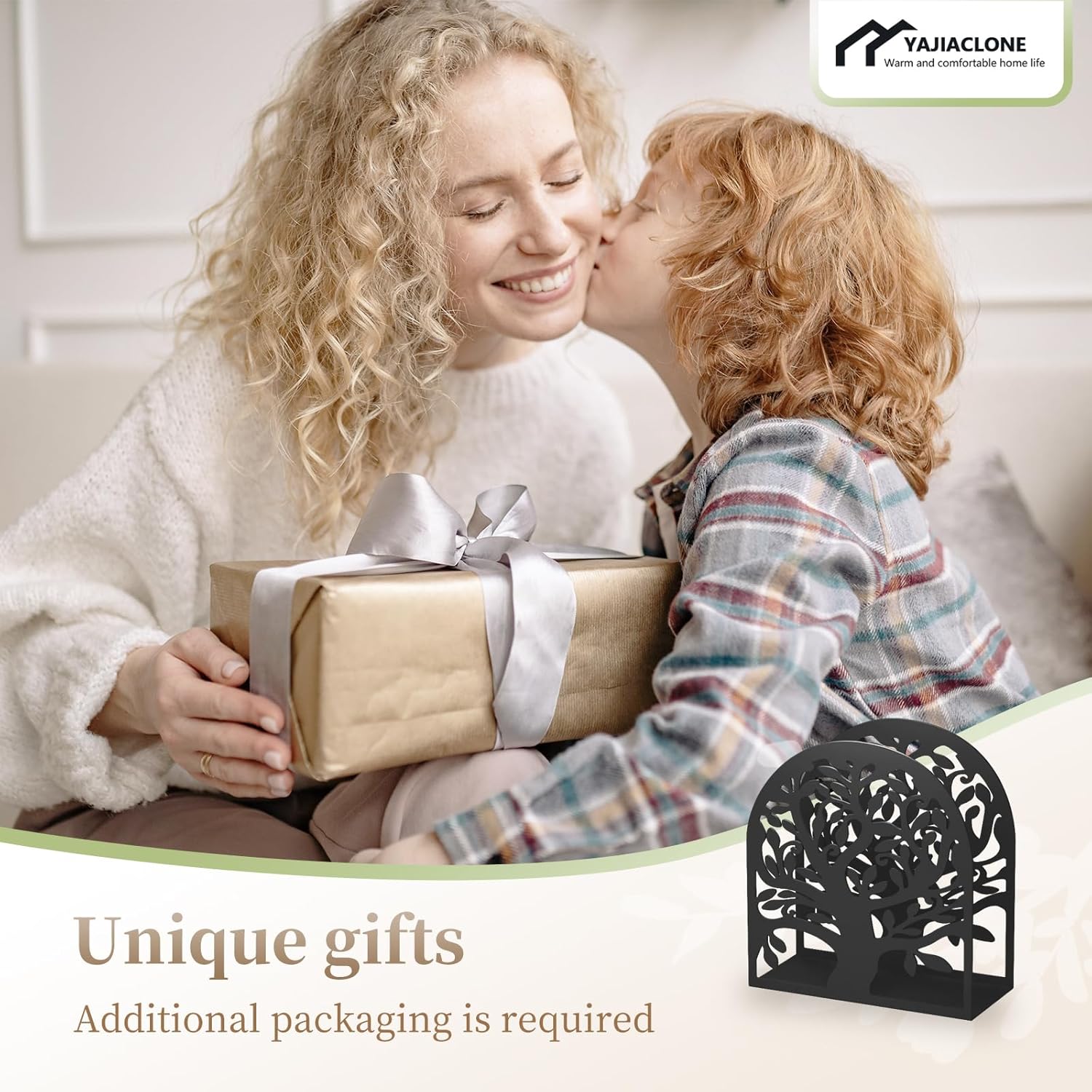 YAJIACLONE Tree of Life Black Metal Napkin Holder for Table,Napkin Holders for Paper Napkins with Sturdy & Quality Material, Cushioned Base, Best Choice of Table Décor,Unique Housewarming Gifts. - Image 8
