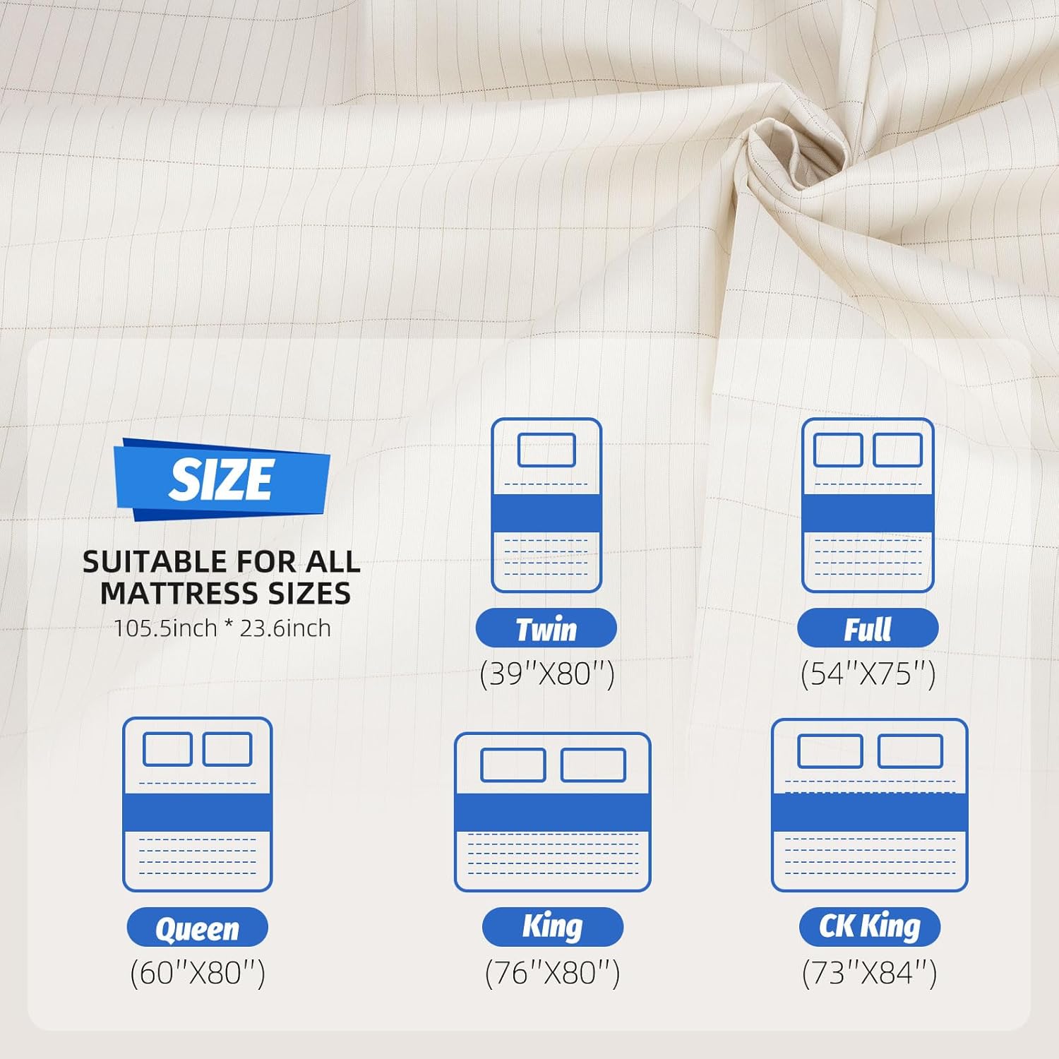 Grounding Mat for Bed 90% Organic Cotton+10% Pure Silver Fiber, Grounding Fitted Sheets for All Mattress Sizes, with Static grounding Cord and Test Pen (Beige, 105.1 * 23.1 inch) - Image 8