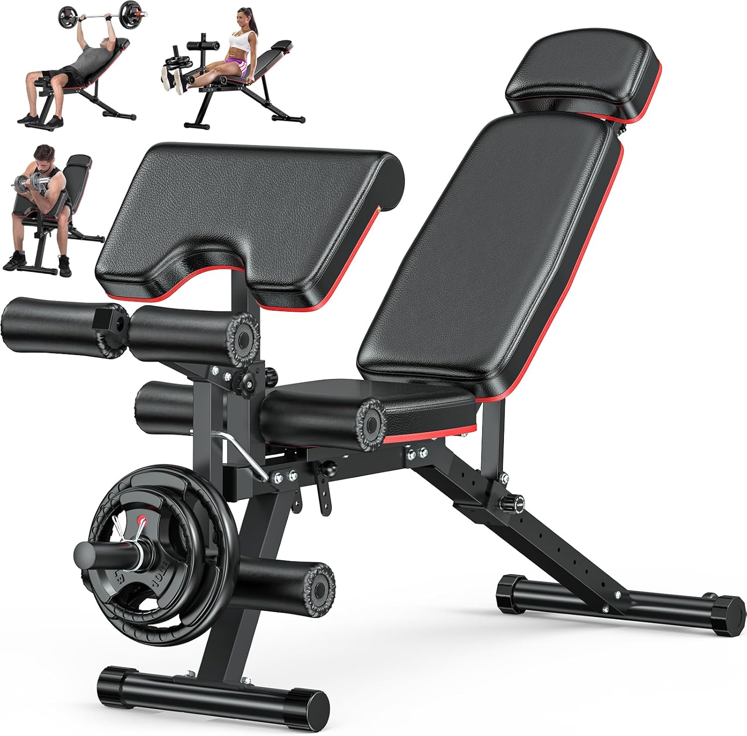 XDDIAS Workout Bench, Adjustable Weight Bench with Leg Extension and Leg Curl, Extended Headrest, 900LBS Preacher Curl Bench Incline Decline Flat Workout Bench for Home Gym Full Body Exercise - Image 2