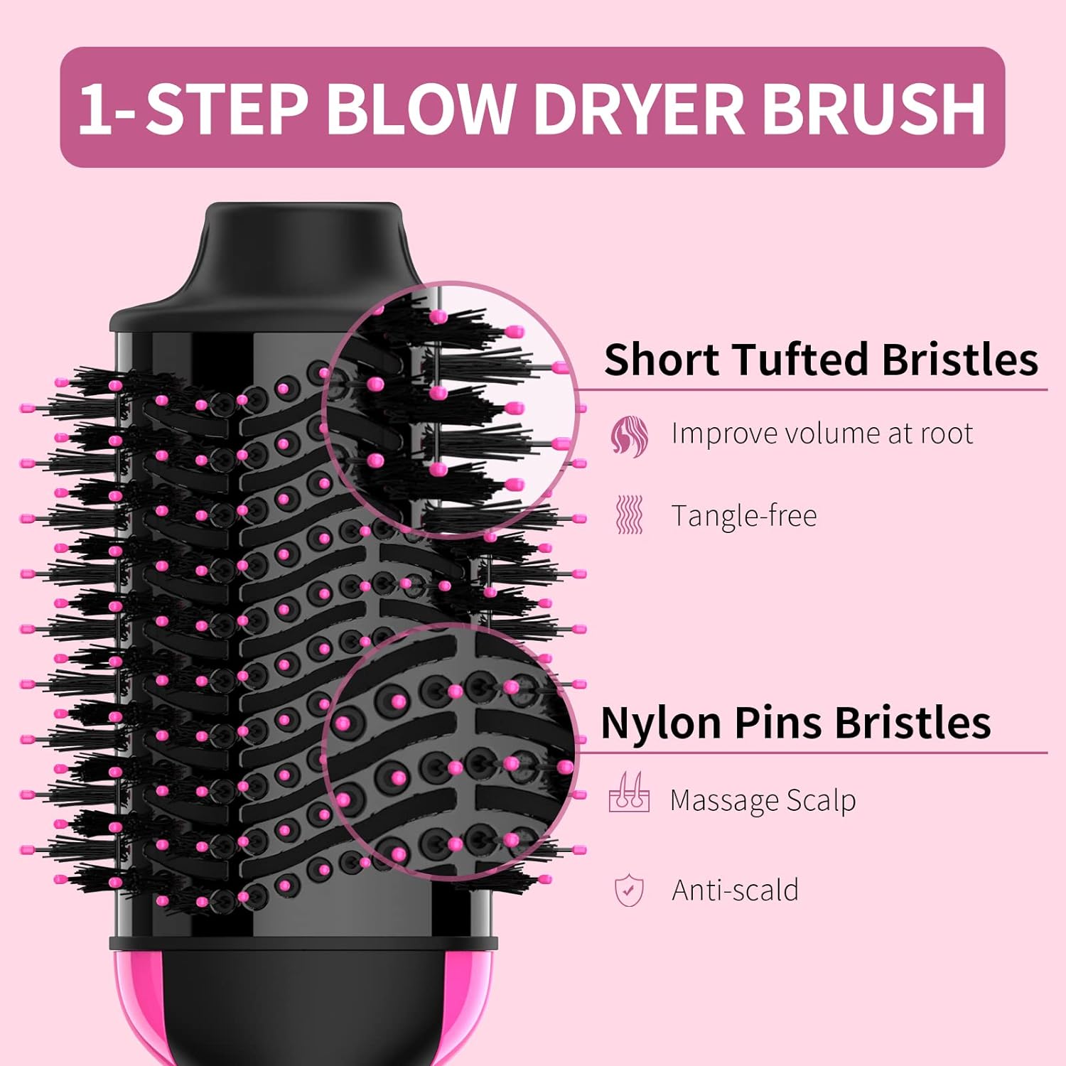 Hair Dryer Brush Blow Dryer in One Upgraded 4 in 1 Hair Dryer and Styler Volumizer with Negative Ion Anti-frizz Ceramic Titanium Barrel Hot Air Brush Hair Straightener Brush - Image 7