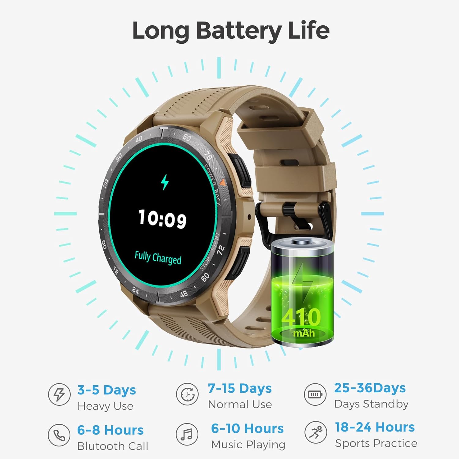 VIRAN Smart Watches for Men, 1.43'' AMOLED Military Smart Watches for Women, IP68 Waterproof Fitness Watch for Android and iOS, Smartwatch with Heart Rate BP Sleep Monitor and Step Counter (Yellow) - Image 9