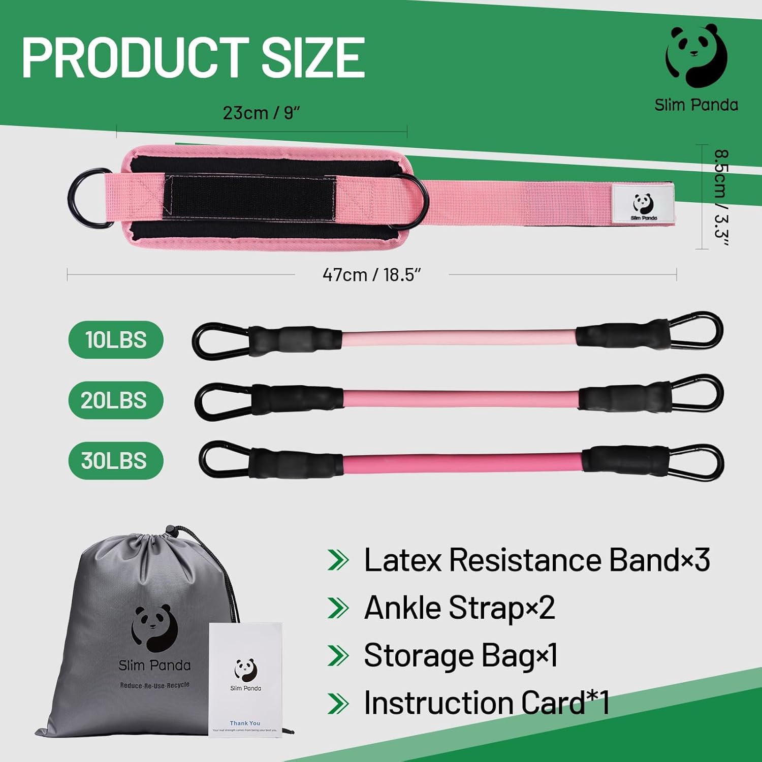 Slim Panda Ankle Resistance Bands with Cuffs,Leg Resistance Bands for Booty Workout Equipment for Kickbacks Hip Fitness Training - Image 3