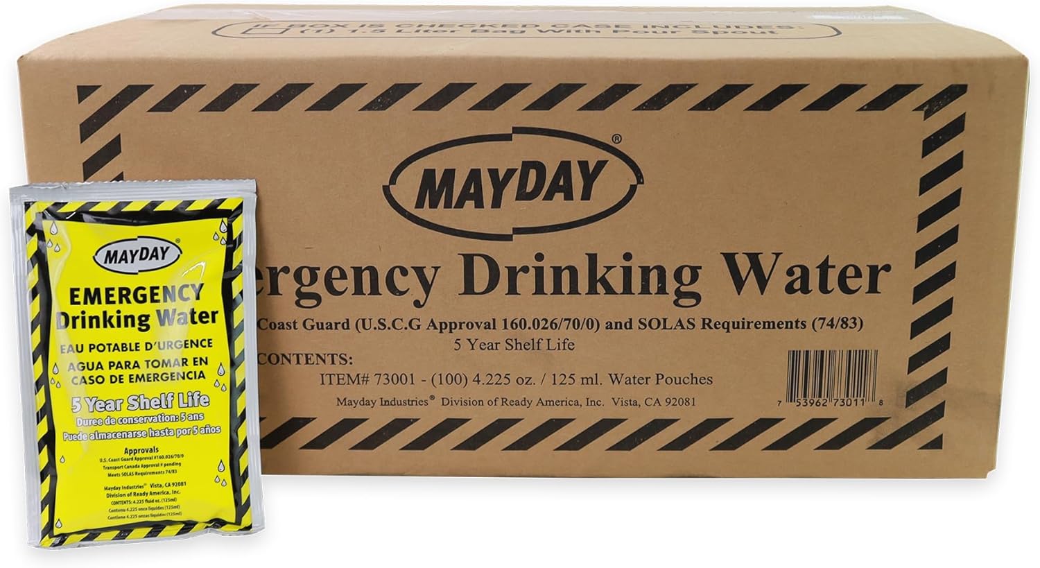 Mayday Pouch Water, Coast Guard Emergency Water, 5-Year Shelf LIfe, Disaster Preparedness Supplies for, Earthquake, Fire, Flood, Leak-Proof Pouches, 4.225 Oz/125Ml 50 Pack - Image 4