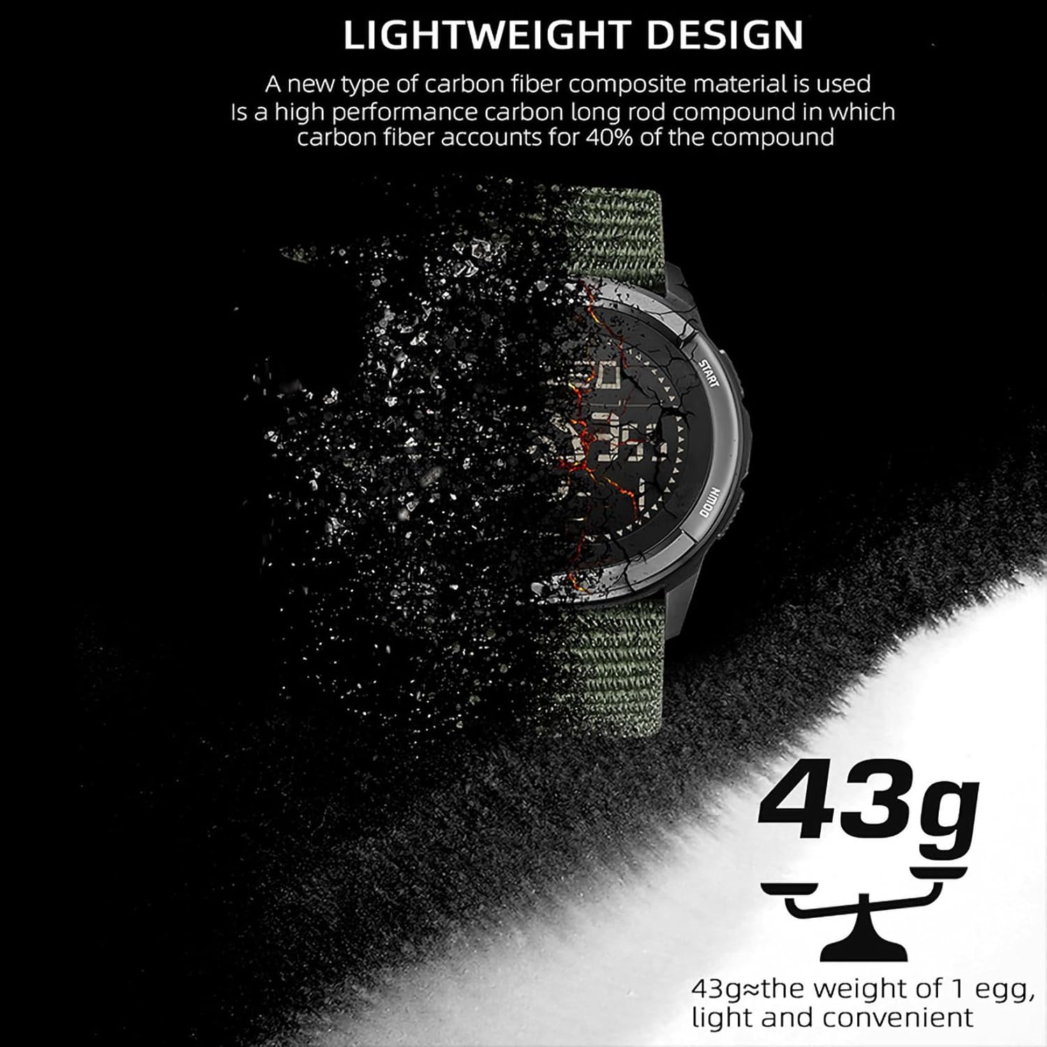 DIDITIME Tactical Watches for Men, Military Watches for Men, Waterproof 164FT, Fitness Watch, Mens Digital Watches with Compass, Metronome, Pedometer, Lightweight Breathable Nylon Watch - Image 8