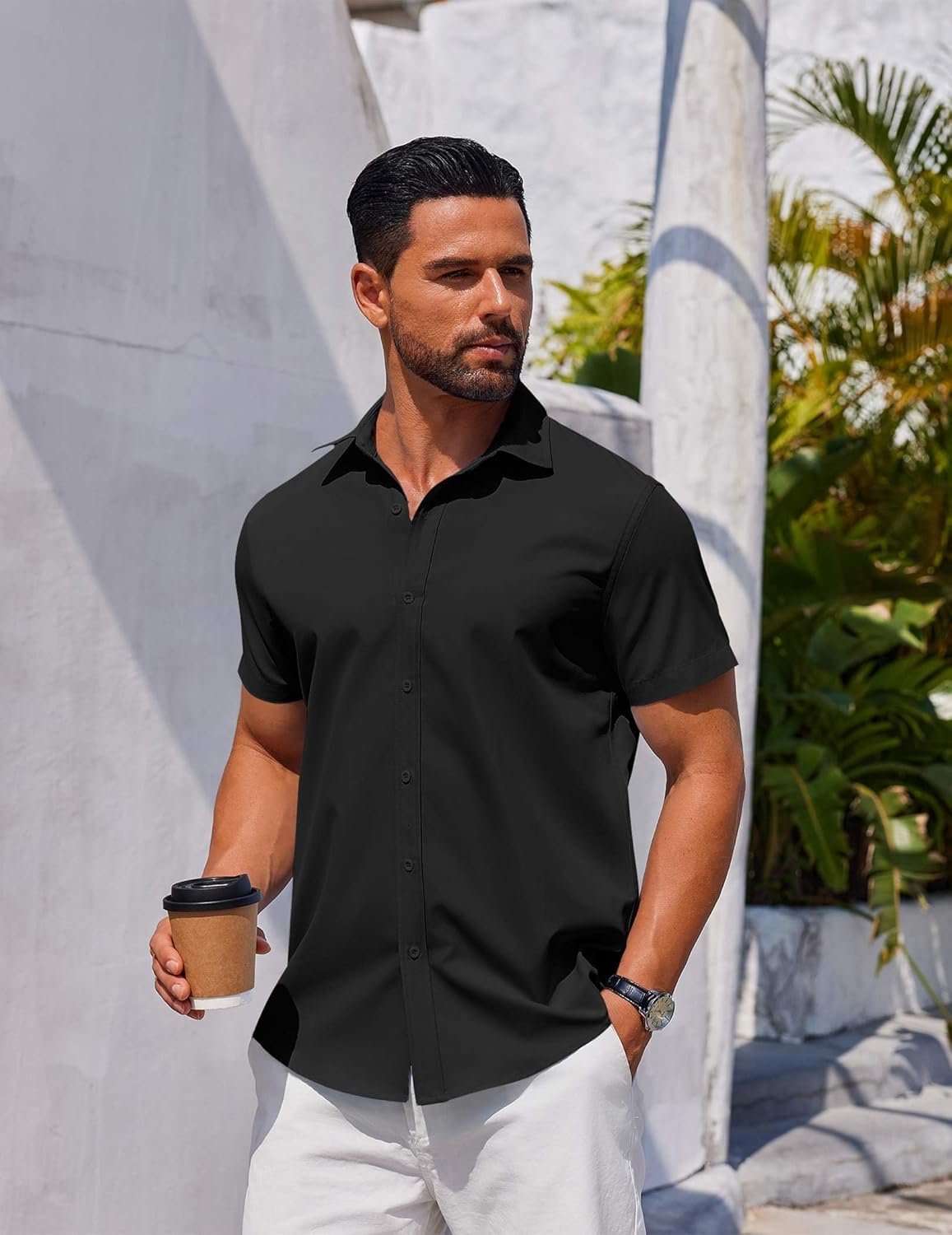 COOFANDY Men's Button Down Shirt Short Sleeve Casual Shirt for Men Summer Business Casual Dress Shirt - Image 4