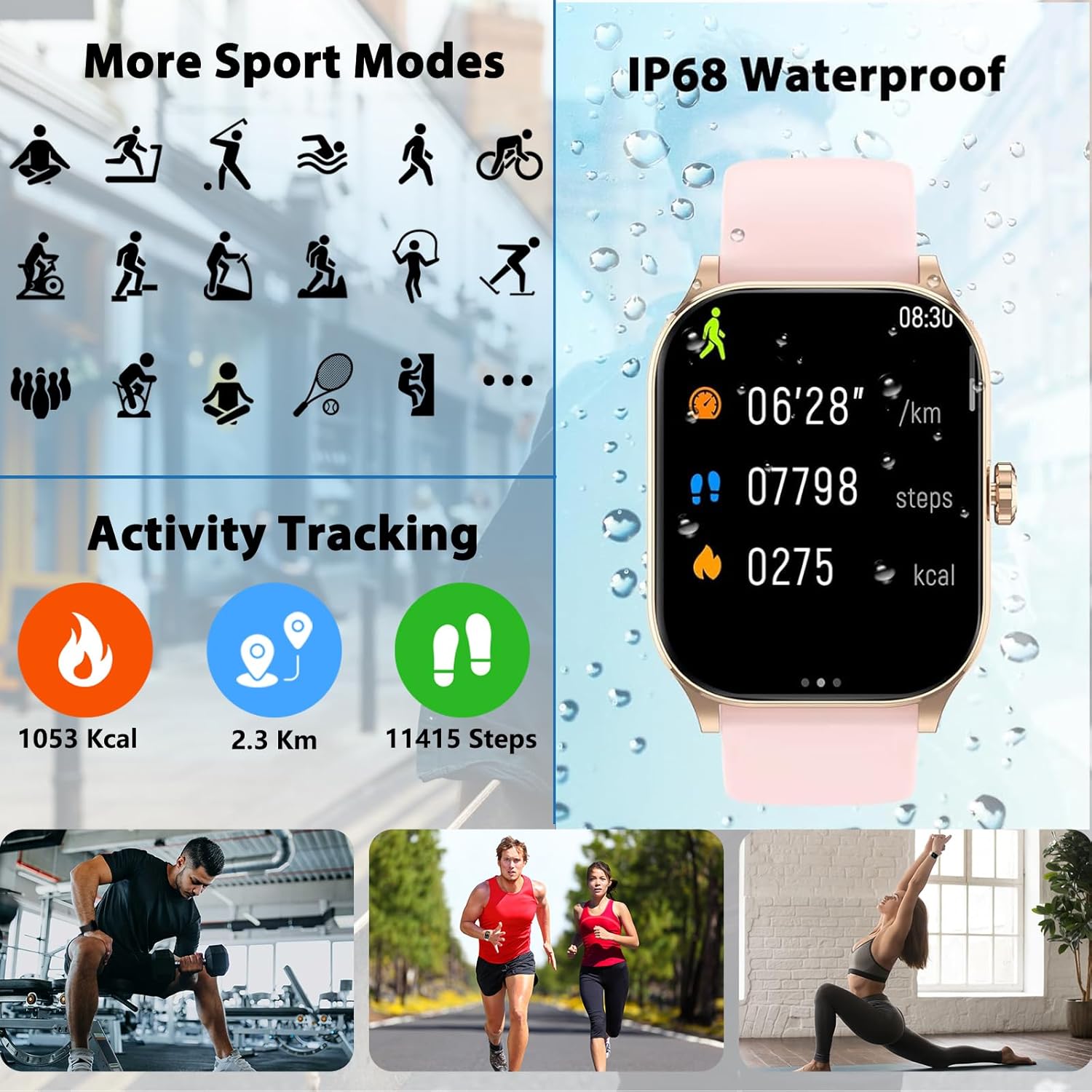 Smart Watch for Women(Answer/Make Call), 1.85" HD Smartwatch, Fitness Tracker with 100+ Sport Modes, IP68 Waterproof, Heart Rate/Sleep/Spo2 Monitor, Activity Tracker for Android and iPhone - Image 5
