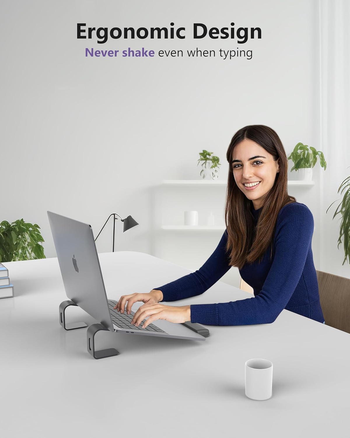 Ergonomic Laptop Stand for Desk, Ergonomic Computer Stand with Wrist Rest, Aluminum Portable Laptop Stands Holder Mount for MacBook Air Pro, All 10-17" Laptop, Black - Image 7