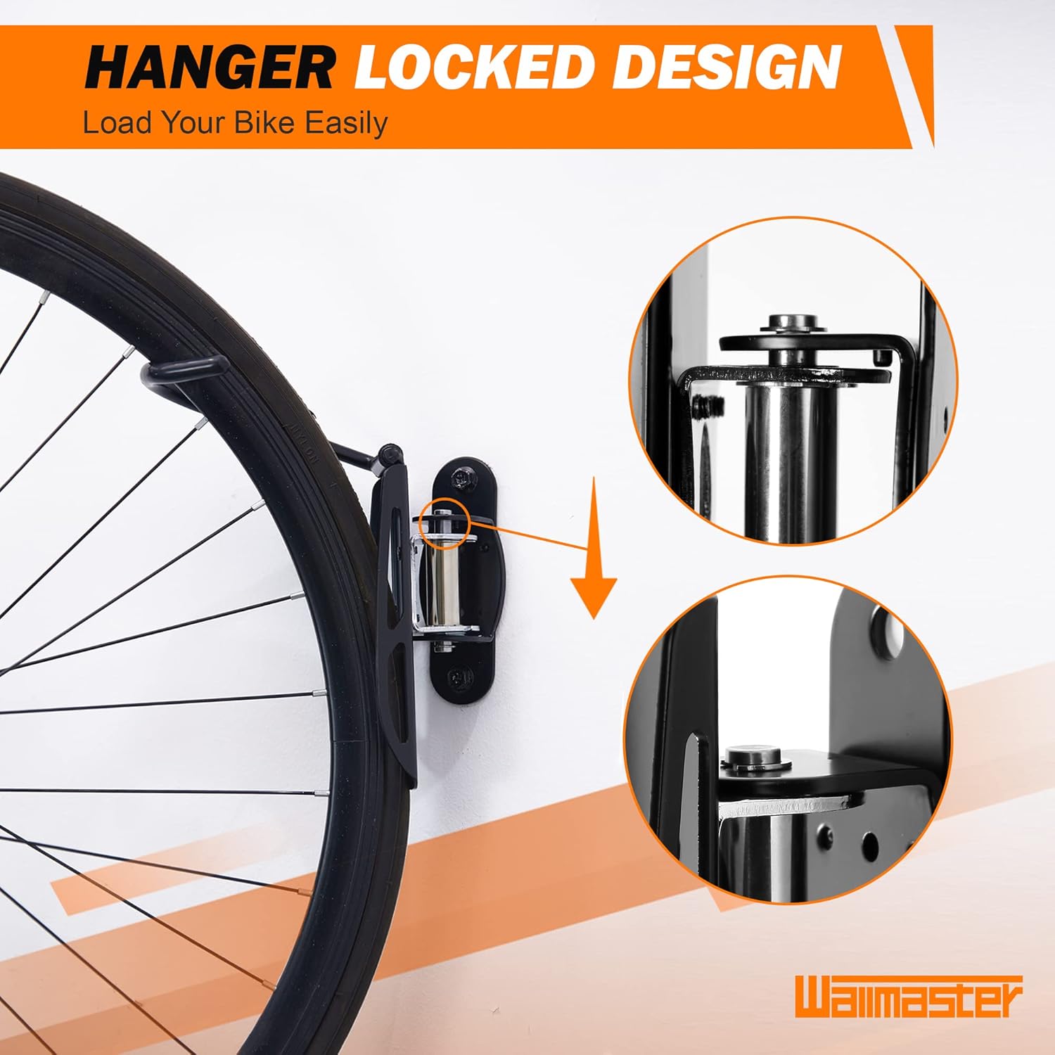 Wallmaster Swivel Bike Rack Hanger,Garage Wall Mount Bike Storage Hook for Indoor, 2 Pack - Image 6