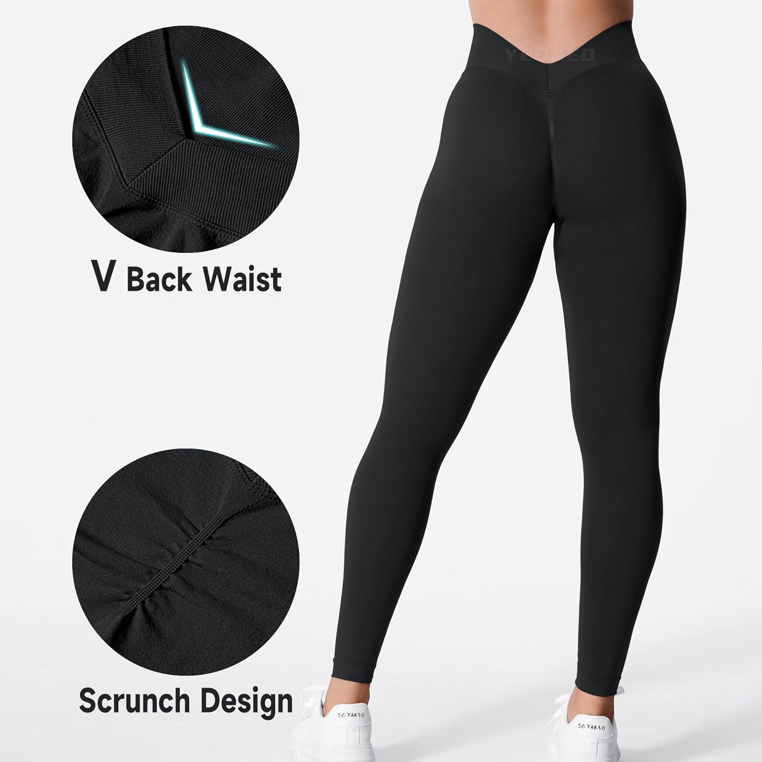 YEOREO Liz Scrunch Workout Leggings for Women High Waisted Butt Lifting V Back Waist Seamless Gym Yoga Leggings - Image 3