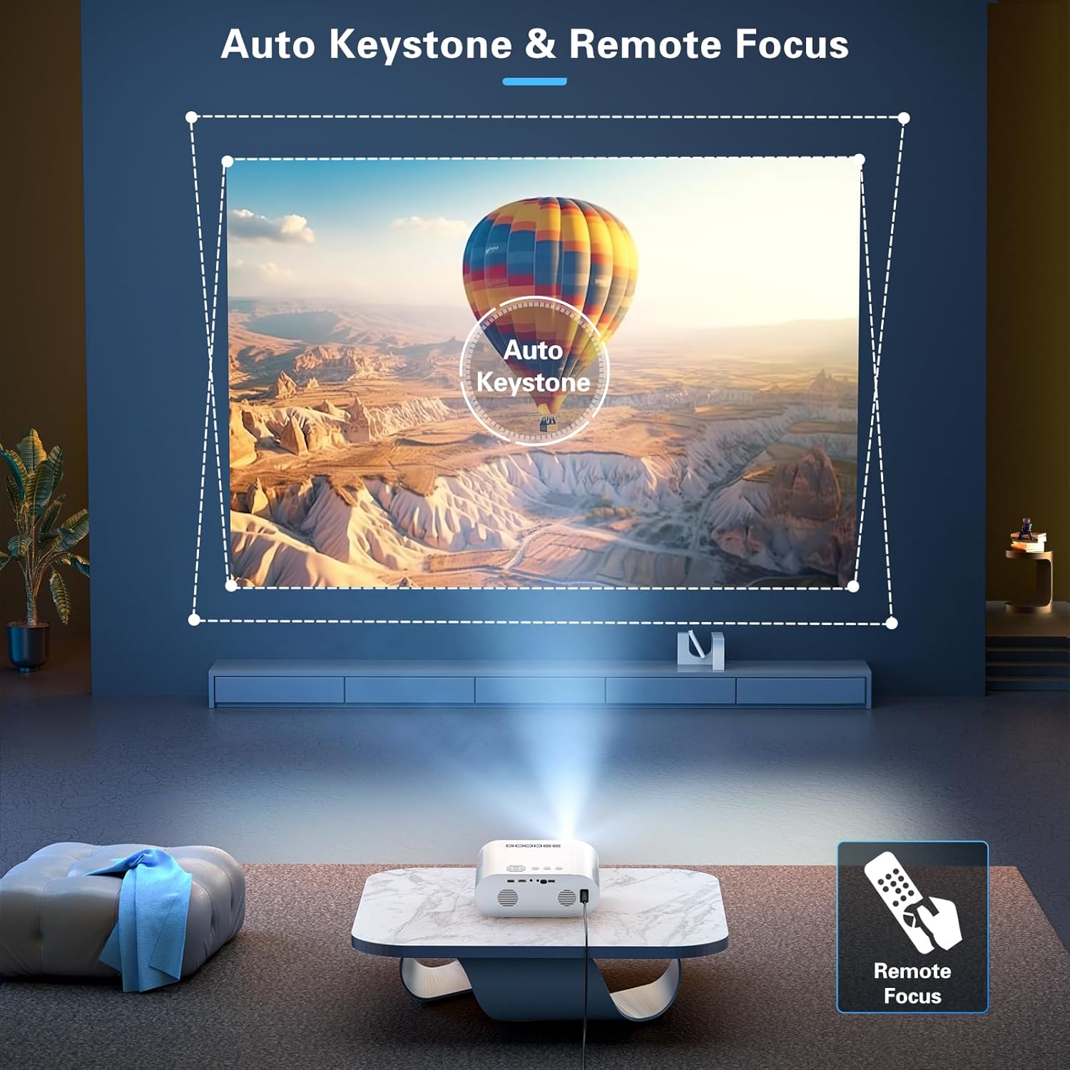 GooDee 4K Mini Projector with WiFi and Bluetooth, Auto Keystone & Electric Focus, 600 ANSI Native 1080P Portable Movie Projector for Phone/Laptop/TV Stick/PS5/PPT - Image 5