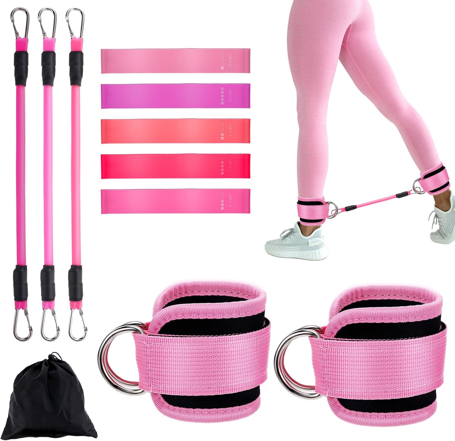 simarro Ankle Resistance Bands with Cuffs, Ankle Resistance Band, Glutes Workout Ankle Weights for Women Working Out Equipment at Home, Home Gym Exercise Fitness Equipment - Image 2