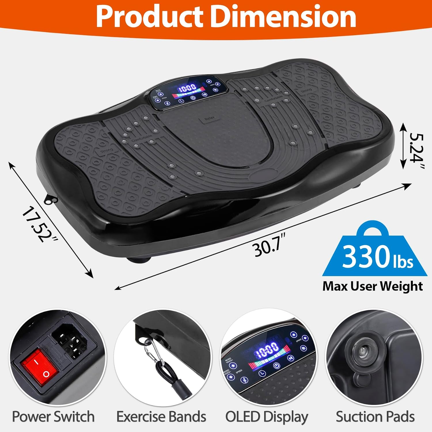 Vibration Plate Exercise Machine, Shaking Whole Body Workout Vibration Platform Lymphatic Drainage, Power Waver Vibrate Stand Machine for Home Fitness Weight Loss - Image 7