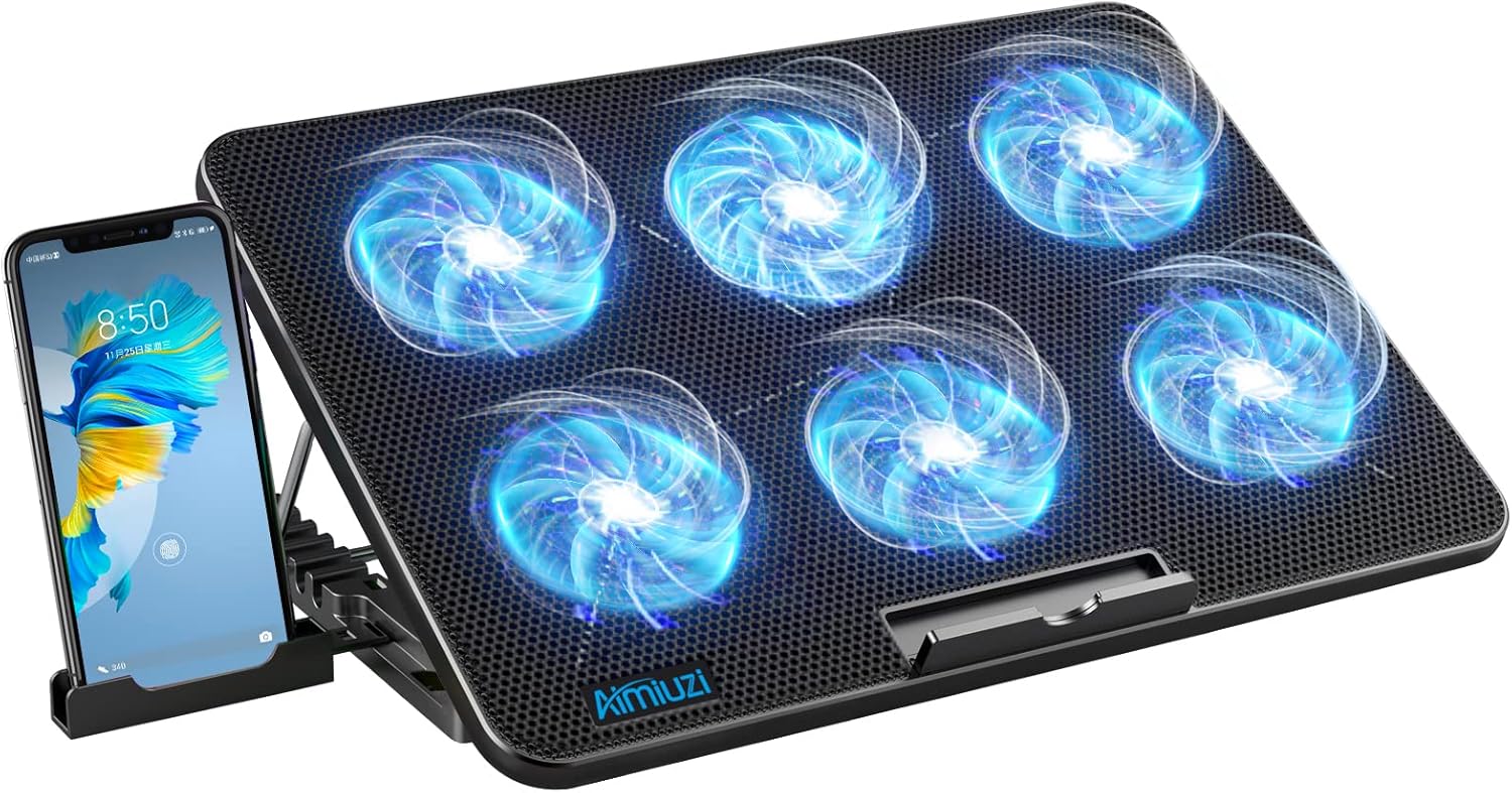 Laptop Cooling Pad, Gaming Laptop Cooler with 6 Quiet Fans, Laptop Fan Cooling Pad Fits 12-17 Inch Laptop, USB Port Powered, 7 Adjustable Height - Image 2
