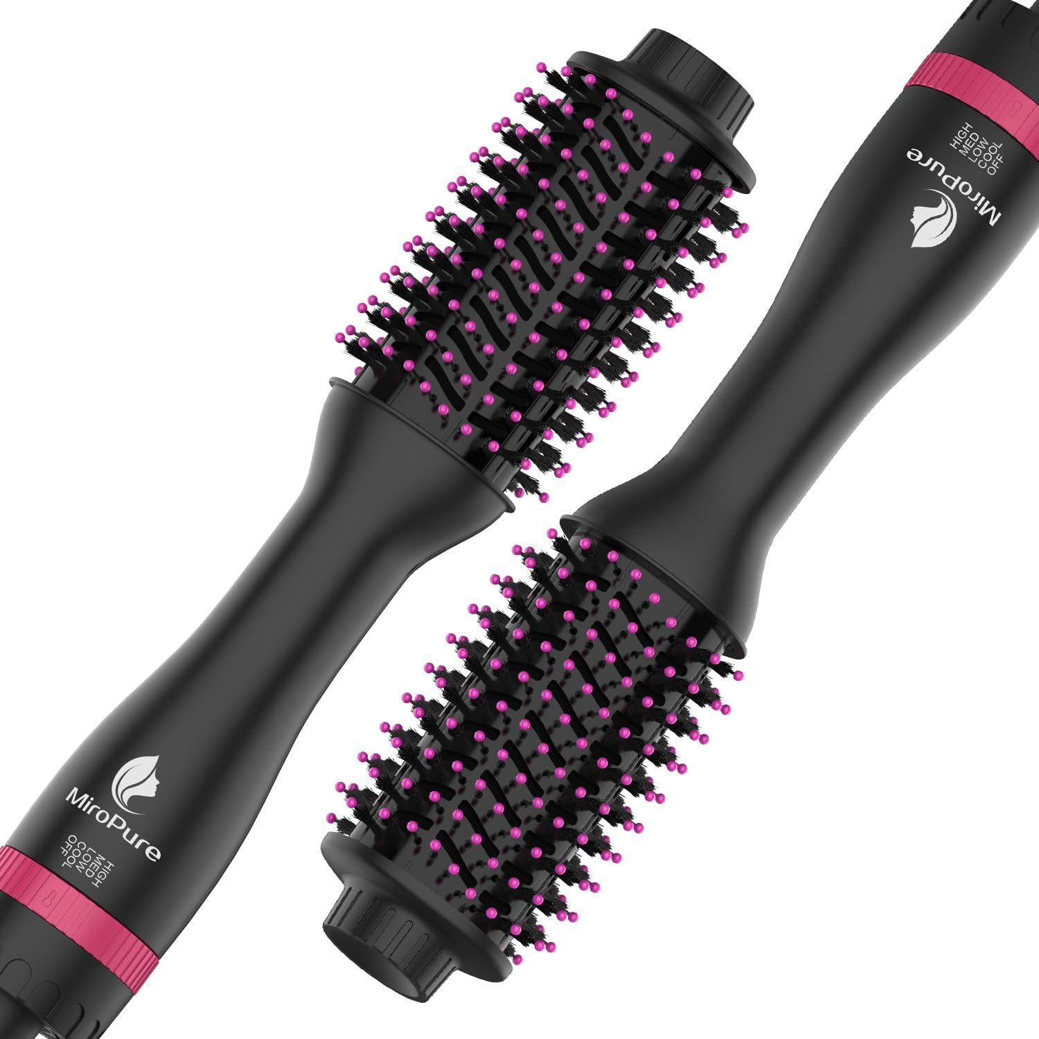 Hair Dryer Brush, MiroPure 4-in-1 Hair Brush Blow Dryer with 4 Speed Temp Settings, One Step Hair Dryer and Styler Volumizer, Hot Air Straightener Brush for Smooth Frizz-Free Blowout, Black Red - Image 2