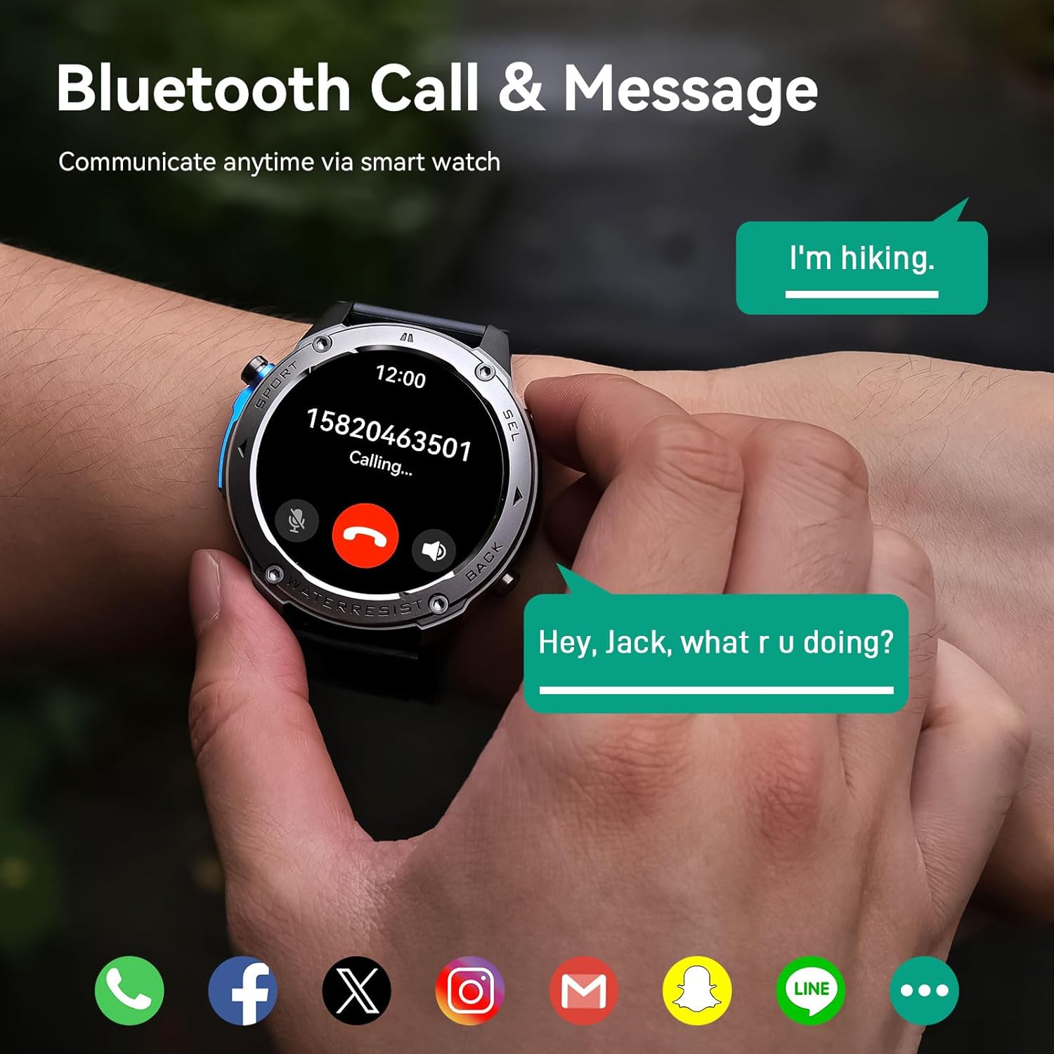 Military Smart Watch for Men GPS 6 Satellite Positioning Compass 164 Feet Water-Resistant for Swimming 500mAh Battery Make Answer Call Rugged Metal Body Smartwatch 1.43" AMOLED Always On Display Watch - Image 8