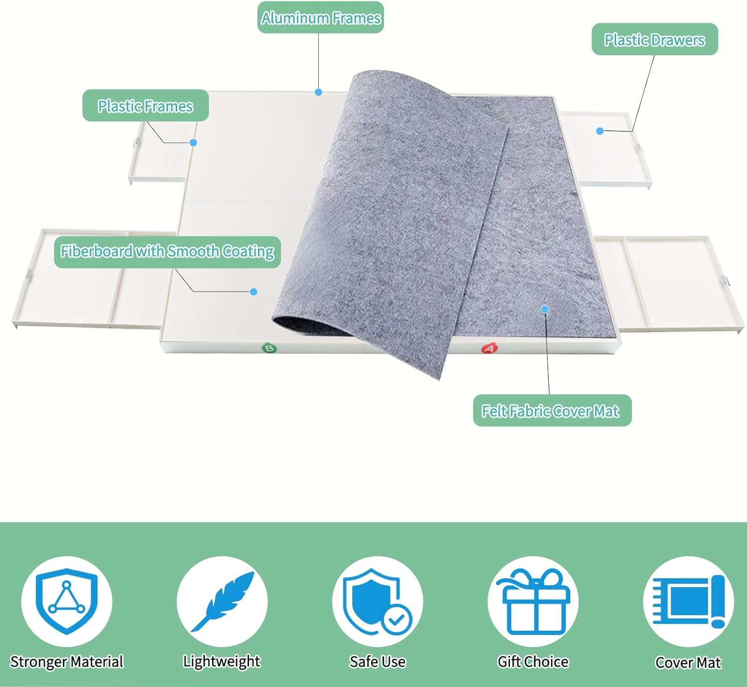 BZseed 1500 Pieces Detachable Puzzle Board with Drawers and Cover, Removable Design Puzzle Tables with Drawers - Image 6
