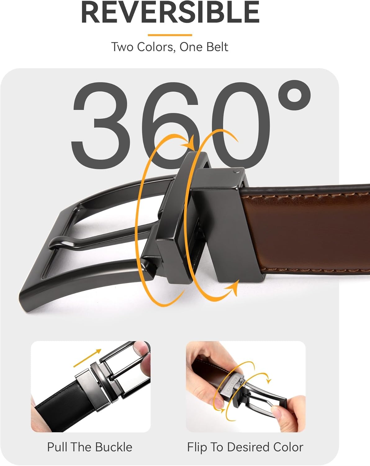 CHAOREN Mens Belts Leather - 1.25" Reversible Belts for Men for Dress Pants - 2 Styles in One Belt - Image 5