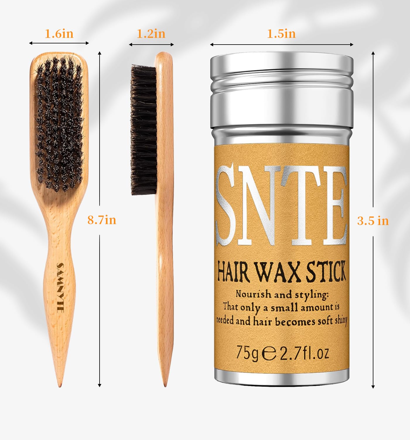 Slick Back Hair Brush & Hair Wax Stick Set, Soft Boar Bristle Hair Brush for Thin to Medium Hair, Wax Stick for Taming Unruly Strands, Sleek Ponytail - Image 7