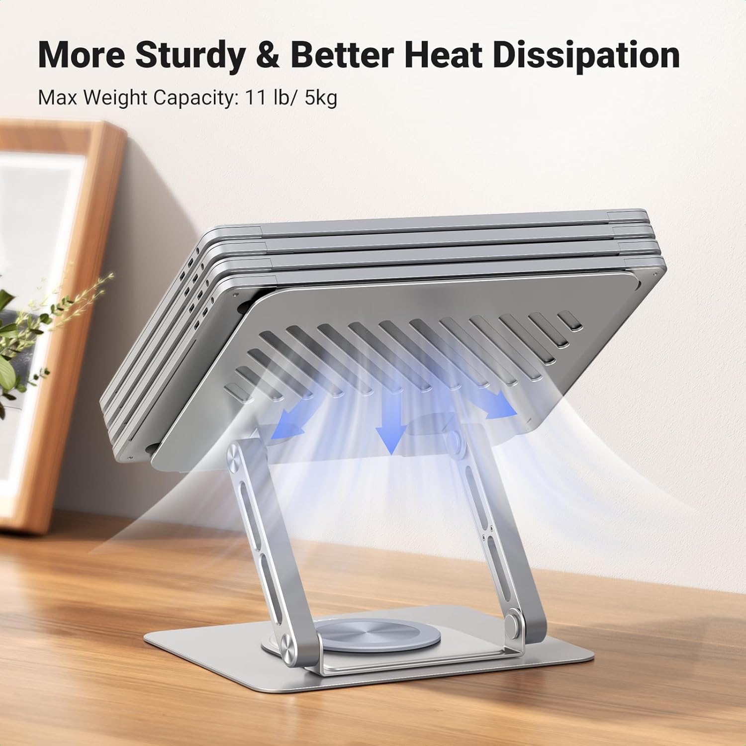 UGREEN Laptop Stand for Desk Laptop Riser Holder Compatible with MacBook Pro Air Notebook up to 17.3 Inch, Adjustable Computer Stand Ergonomic with 360 Rotating Base - Image 7