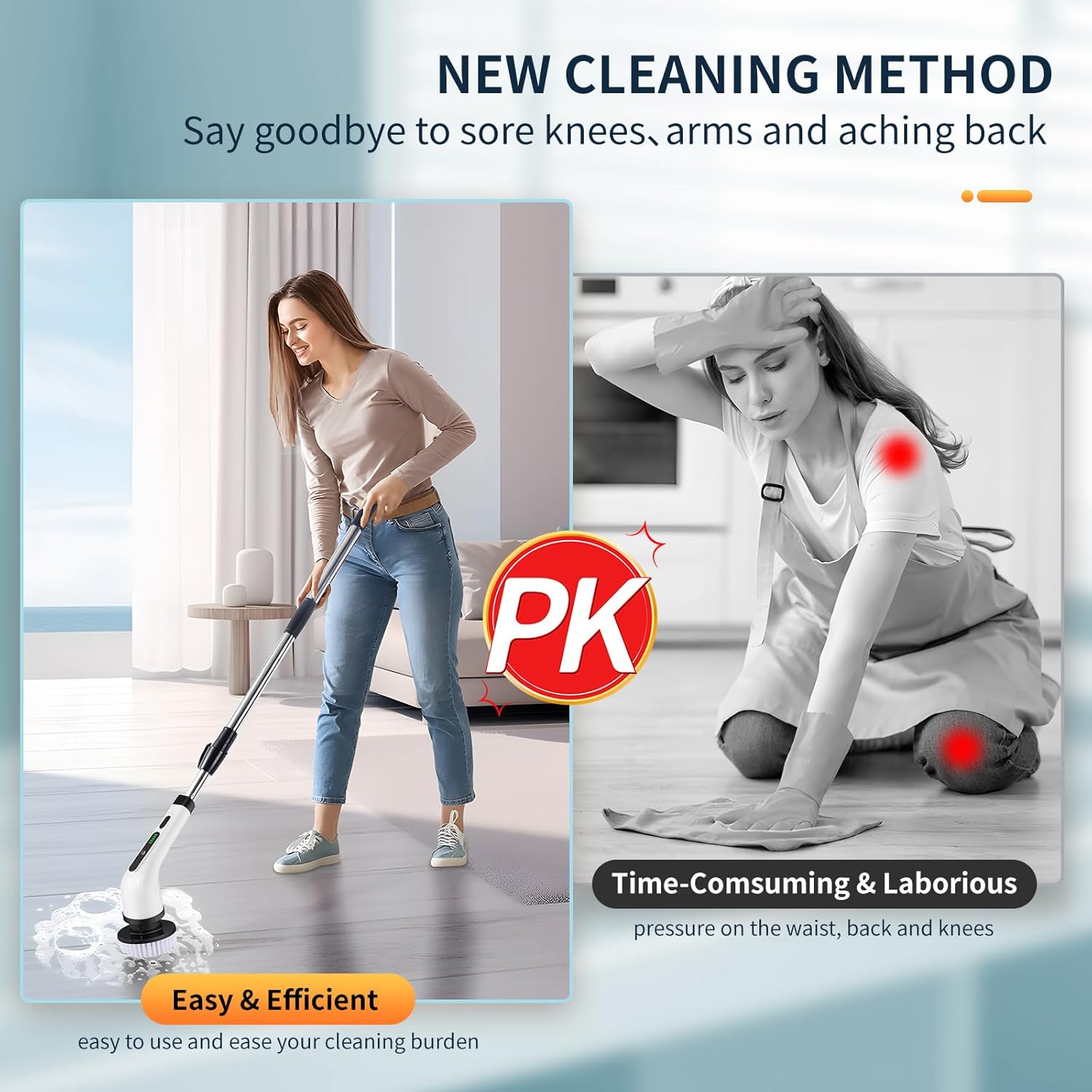 Electric Spin Scrubber, Cordless Electric Scrubber for Cleaning Bathroom,Power Shower Scrubber with Long Handle,Electric Cleaning Brush with 9 Brush Heads for Bathroom,Tub,Floor,Kitchen,Window,Car - Image 6