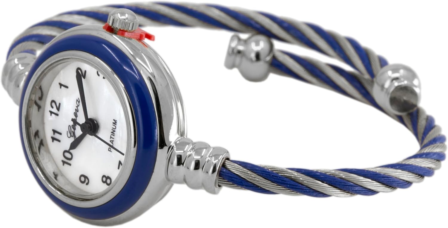 Blekon Collections Women's Cuff Watch - Round Analog Display Arabic Numbers 23mm Case Wire Bracelet Watch for Women Elegant Cable Cuff Bangle Wrist Watch - Image 5