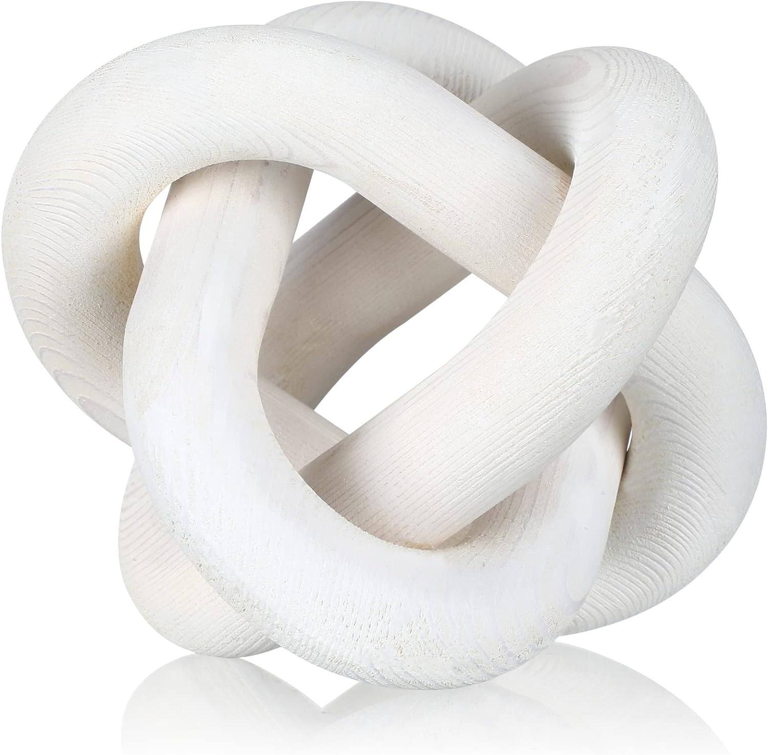 Yalikop 3 Link Wood Knot Decor - Hand Carved Coffee Table Decoration, Boho Chain Link Decor, Modern Shelf, Rustic Objects for Home Living Room Bedroom(White) - Image 2