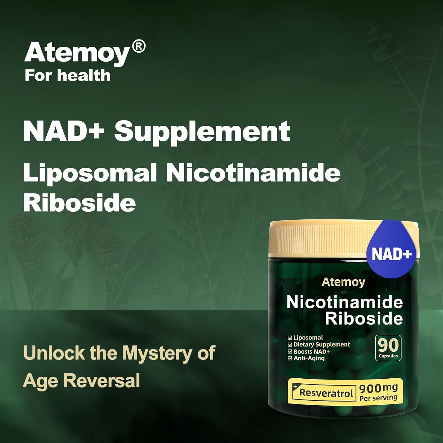 NAD Supplement - NAD Nicotinamide Riboside Resveratrol 900mg, Liposomal Nicotinamide Riboside 900 - High Purity NAD+ Supplement with Quercetin for Energy, Focus - 90 Capsules - Image 3