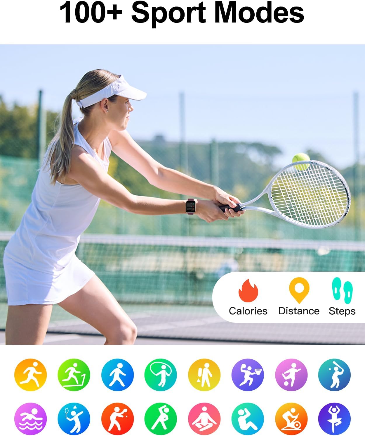 Smart Watch (Answer/Make Calls), 1.85" Smart Watches for Women Men Fitness Tracker with 100+ Sport Modes Sleep Tracker Heart Rate Monitor Watch for iPhone/Android Phones Waterproof Purple - Image 4