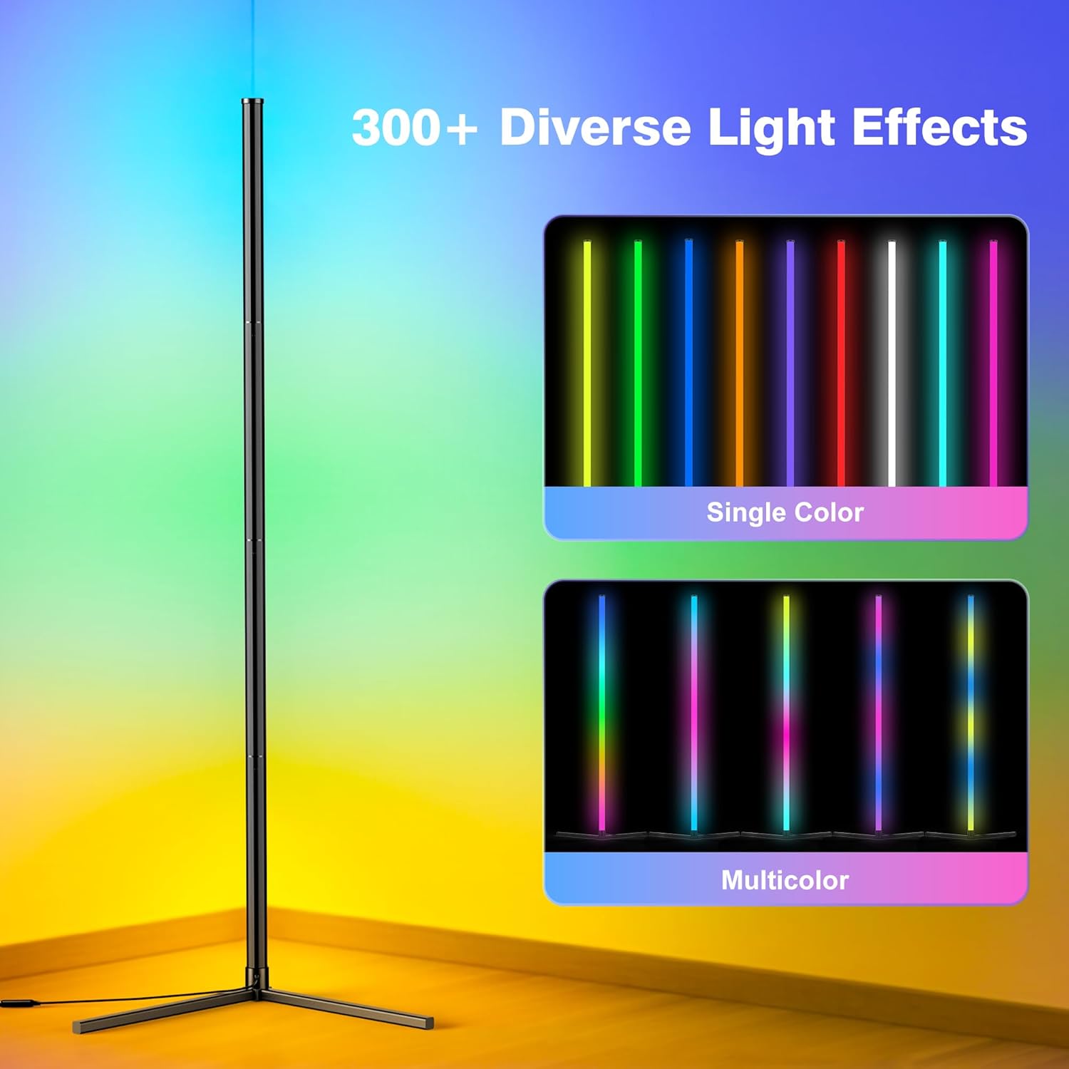 Corner Floor Lamp, Modern LED Corner Lamp with APP & Remote Control, 16 Million Colors, 68+ Scene Modes, Music Sync, Ambient Lighting for Living Room, Bedroom, and Gaming Room - Image 5