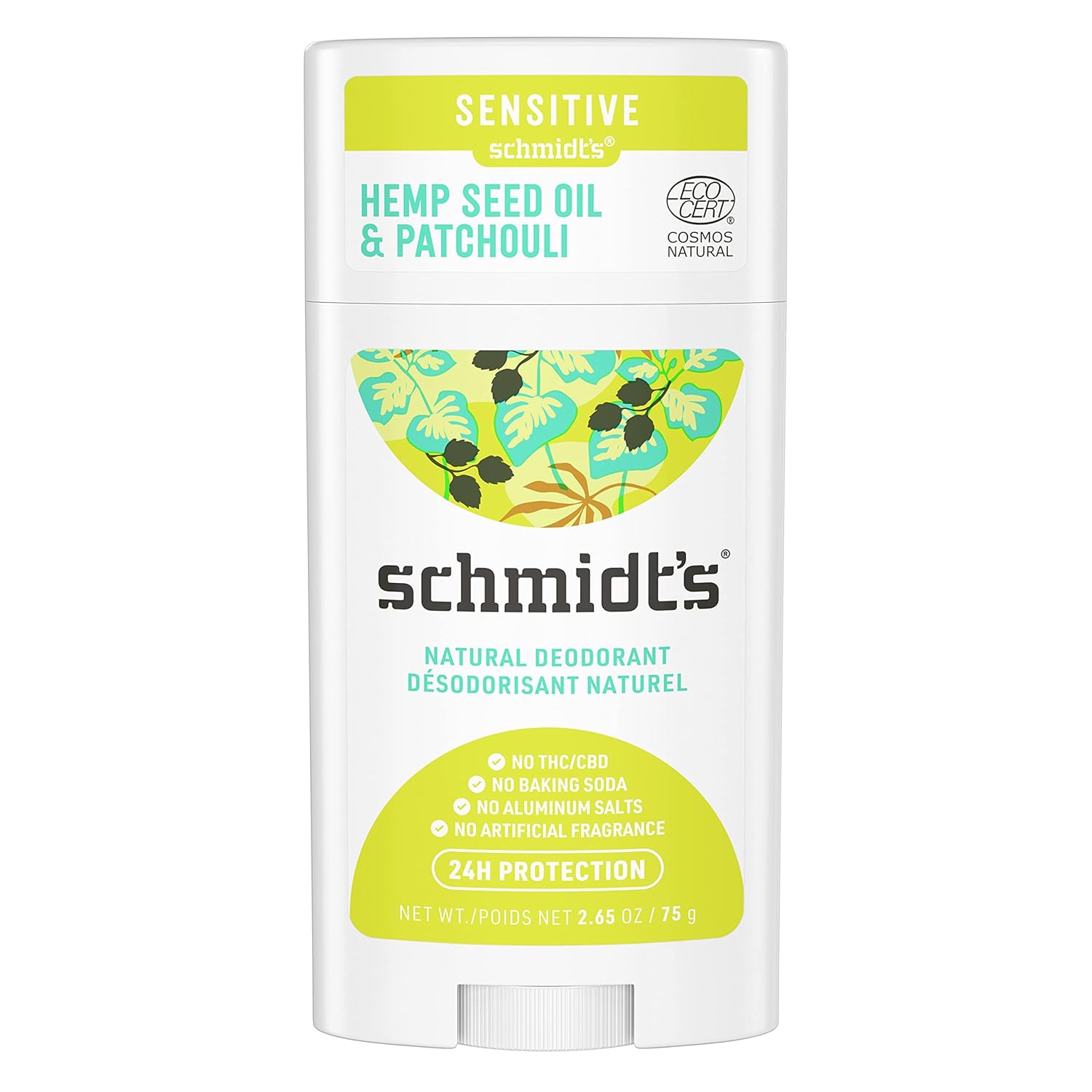 Schmidt's Aluminum Free Natural Deodorant for Women and Men, Hemp Seed Oil and Patchouli for Sensitive Skin with 24 Hour Odor Protection, Vegan, Cruelty Free, 2.65 oz - Image 2