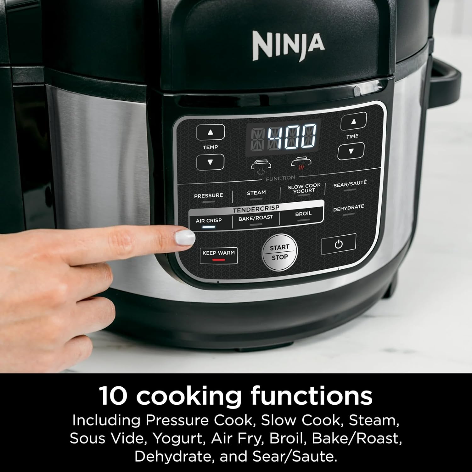 Ninja Foodi 10-in-1 Pro Pressure Cooker & Air Fryer, 6.5-Qt Multicooker with TenderCrisp Technology, Stainless Steel OS300, Nonstick, PTFE/PFOA-Free, Dishwasher Safe, Family Meals, Roast, Dehydrate - Image 9