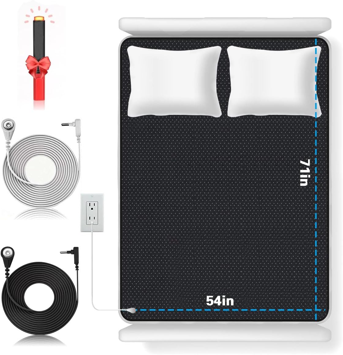 Grounding Mat with 2 Grounding Cords for Improving Sleep, Grounding Sheet with Test Pen, Grounding Mat for Pain Relief, Wellness, - Image 2