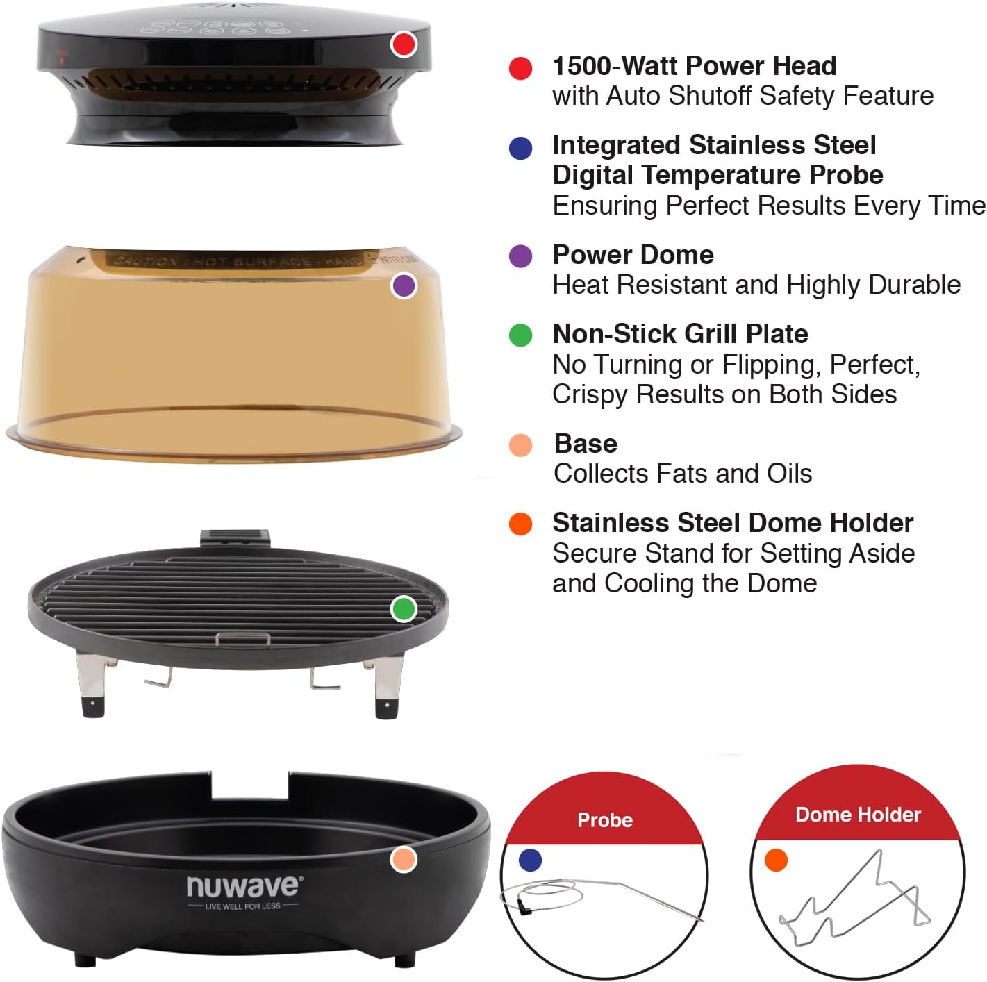 Nuwave Primo Grill Oven PFAS Free Countertop Oven with Convection Top & Grill Bottom, Smart Thermometer, Perfect for Cooking Frozen or Fresh with Surround Heat for Flawless Results - Image 5
