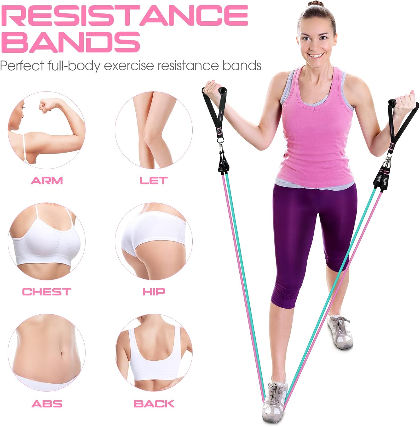 RENRANRING Resistance Bands for Working Out, 150LBS Exercise Bands, Workout Bands, Resistance Bands Set with Handles for Men Women, Legs Ankle Straps for Muscle Training - Image 4