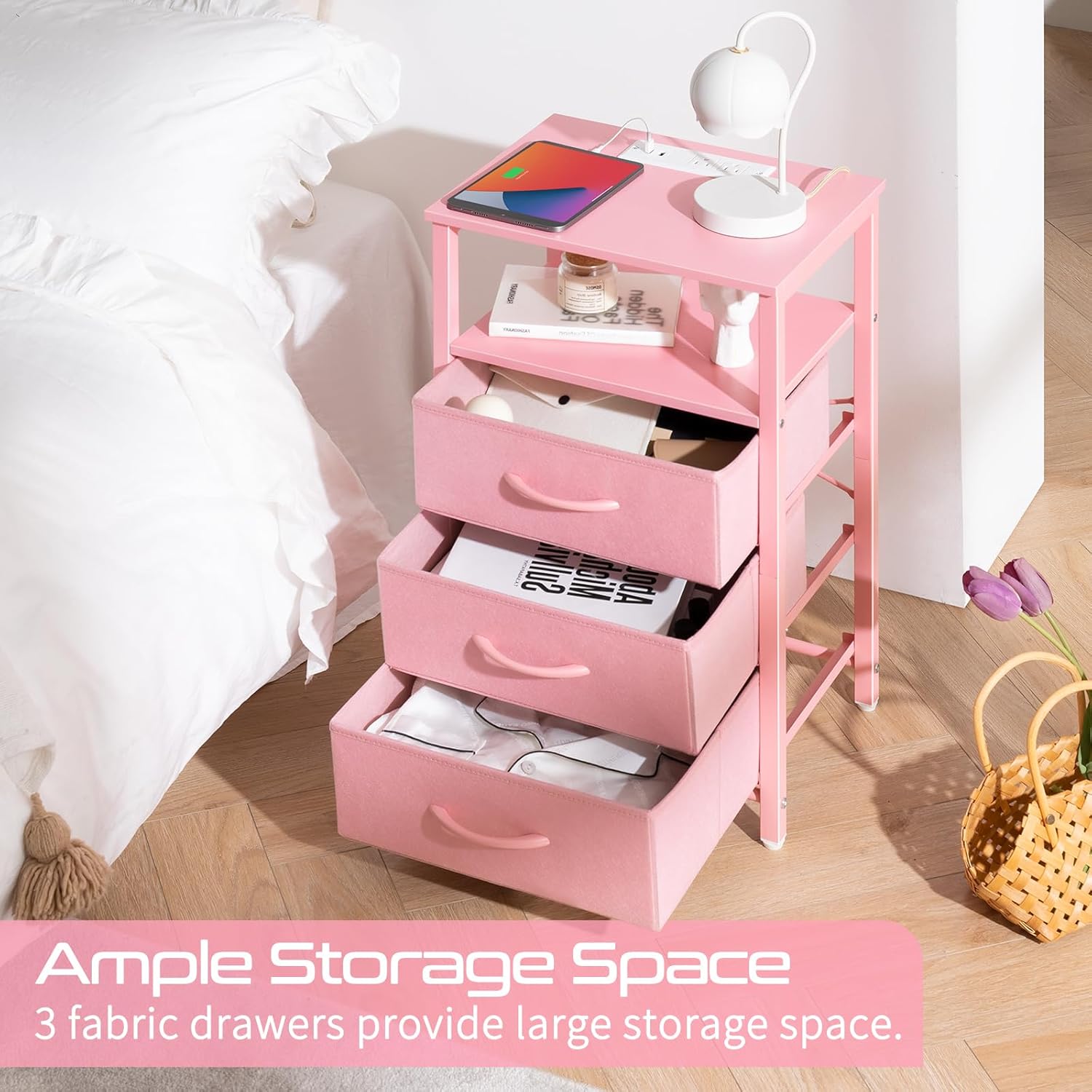 Yoobure Tree Bookshelf, Night Stand with Charging Station - Image 6