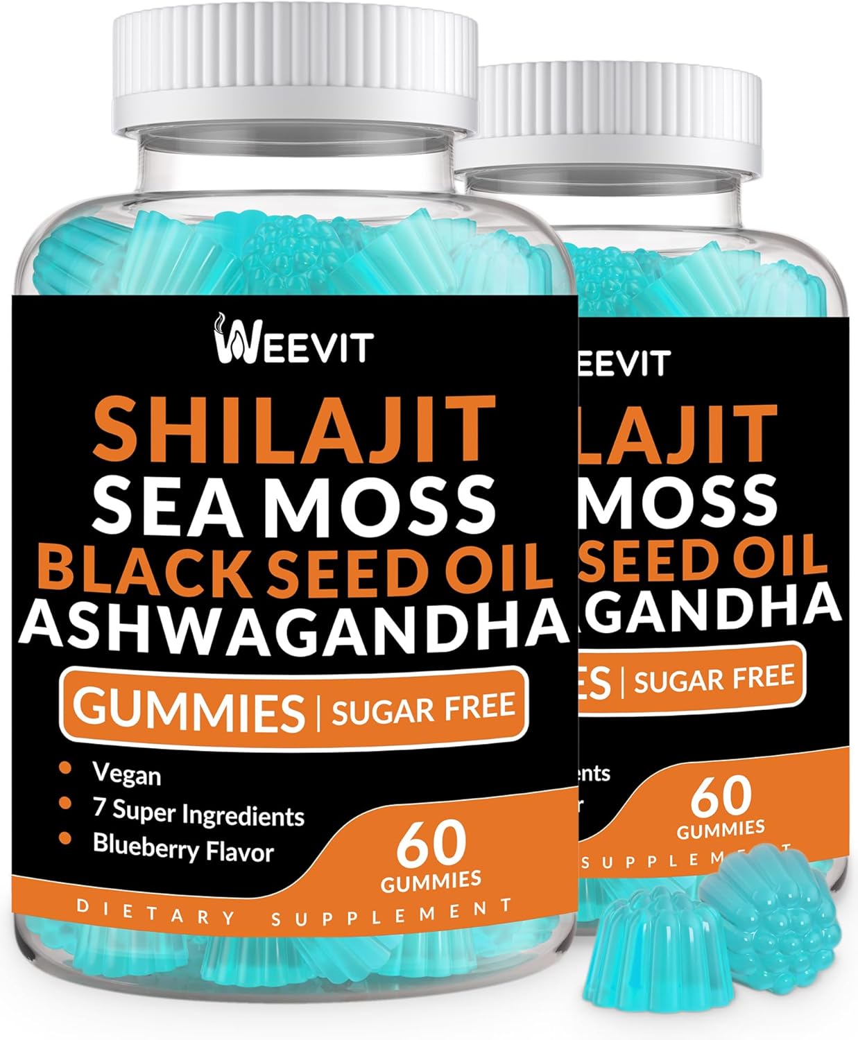 Shilajit Sea Moss Ashwagandha Gummies with Black Seed Oil, Vitamin C D for Men & Women, Shilajit and Ashwagandha Gummy, All in 1 Supplements for Immune, Absorption & Energy Support - Image 2