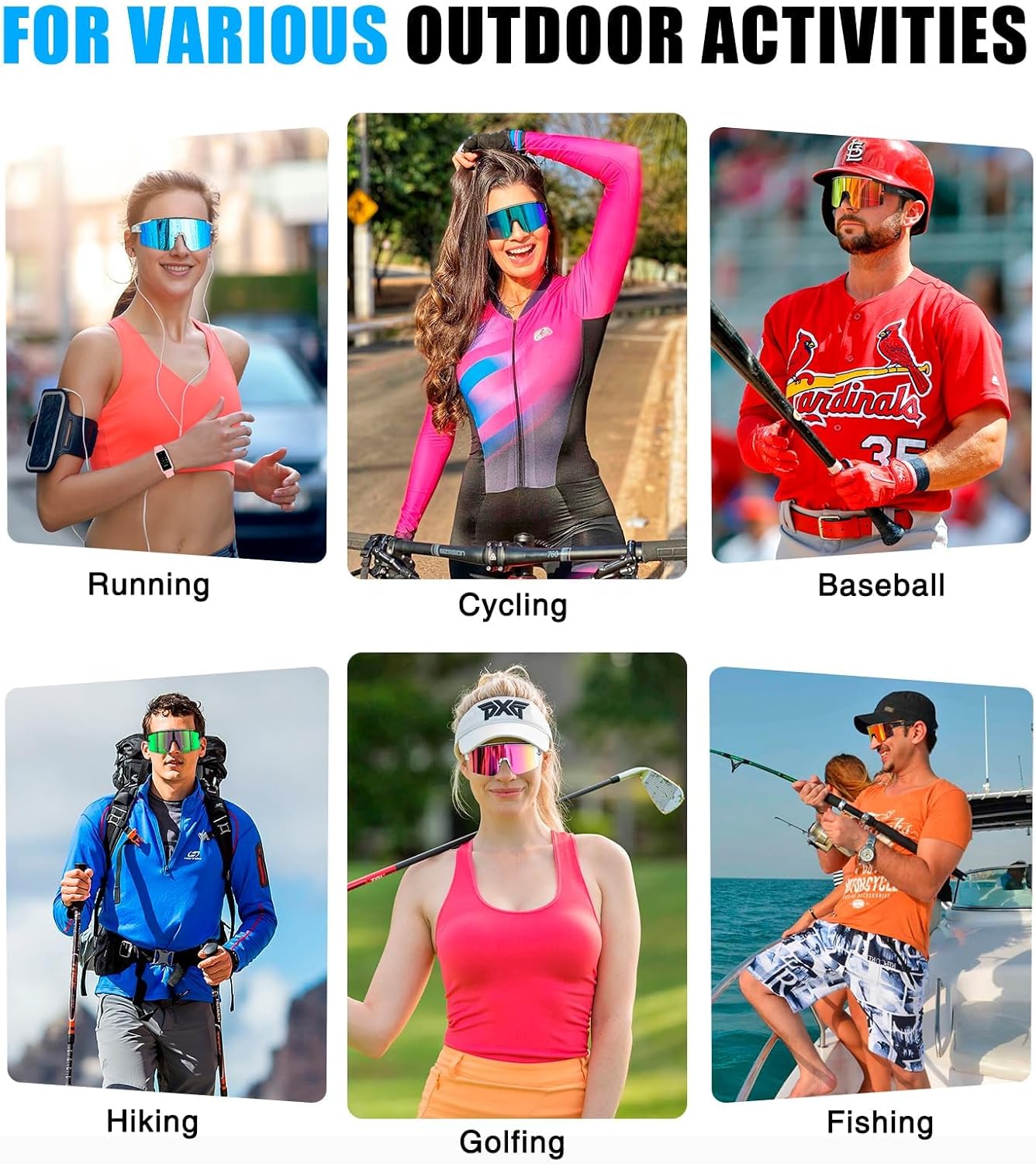 SPOSUNE Polarized Cycling Glasses for Men Women, UV400 Protection Sports Sunglasses for Baseball Running Fishing Riding - Image 3