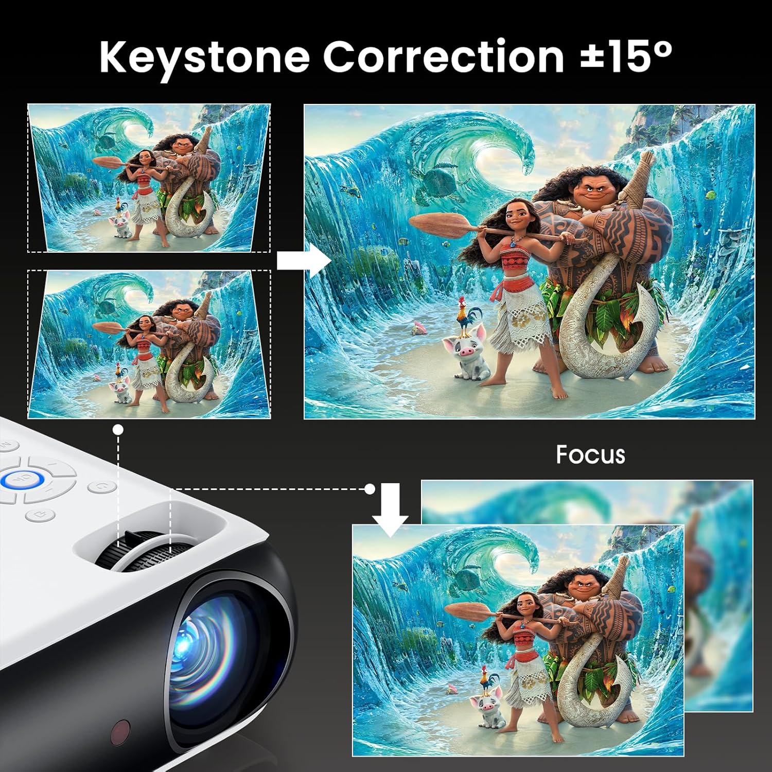HAPPRUN Native 1080P Bluetooth Projector, Full HD Portable Outdoor Movie Projector with Built-in Speaker, Compatible with Smartphone, HDMI, USB, AV, Fire Stick, PS5 for Home, Bedroom, Outdoor Use - Image 9