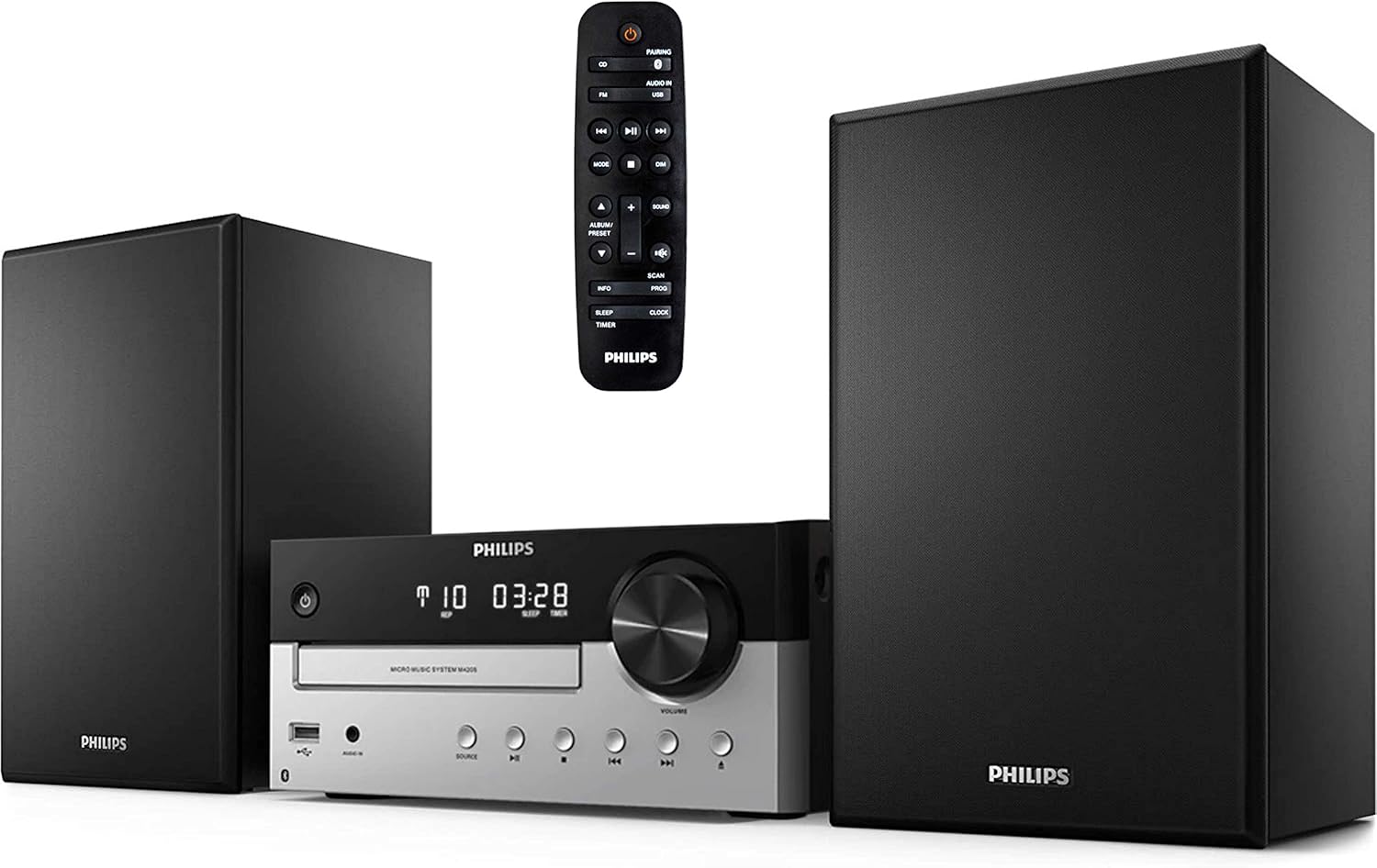 PHILIPS Bluetooth Stereo System for Home with CD Player, MP3, USB, Audio in, FM Radio, Bass Reflex Speaker, 60W, Remote Control Included - Image 2
